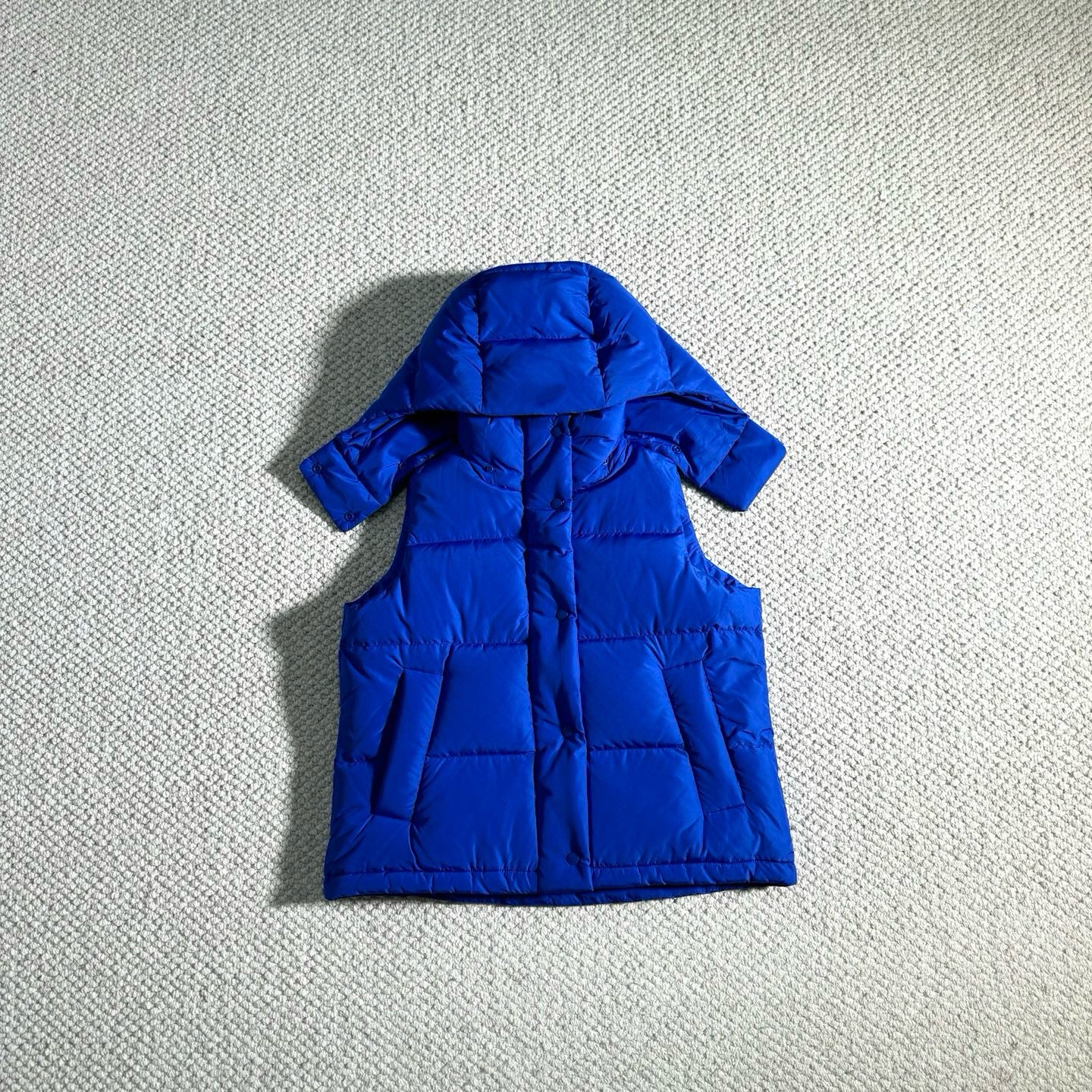 Winter Wund Puff Duck Down Four-Grid Vest Down Jacket Puff Hooded Short Coat for Women
