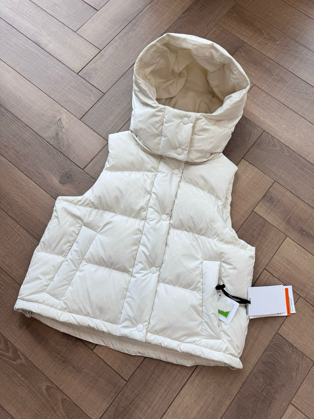 Winter Wund Puff Duck Down Four-Grid Vest Down Jacket Puff Hooded Short Coat for Women