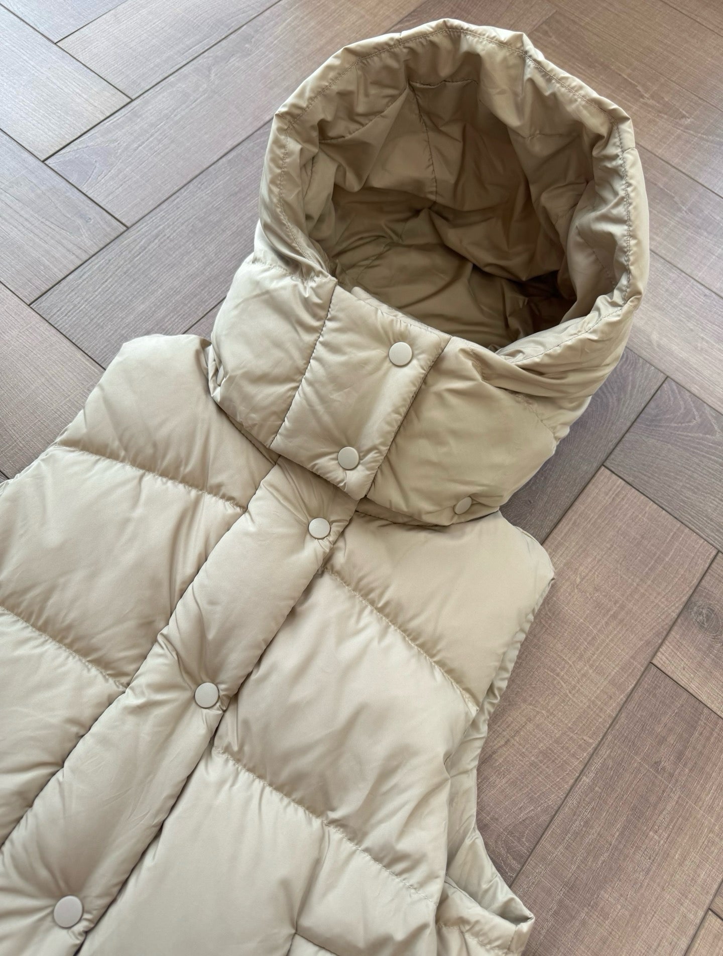 Winter Wund Puff Duck Down Four-Grid Vest Down Jacket Puff Hooded Short Coat for Women