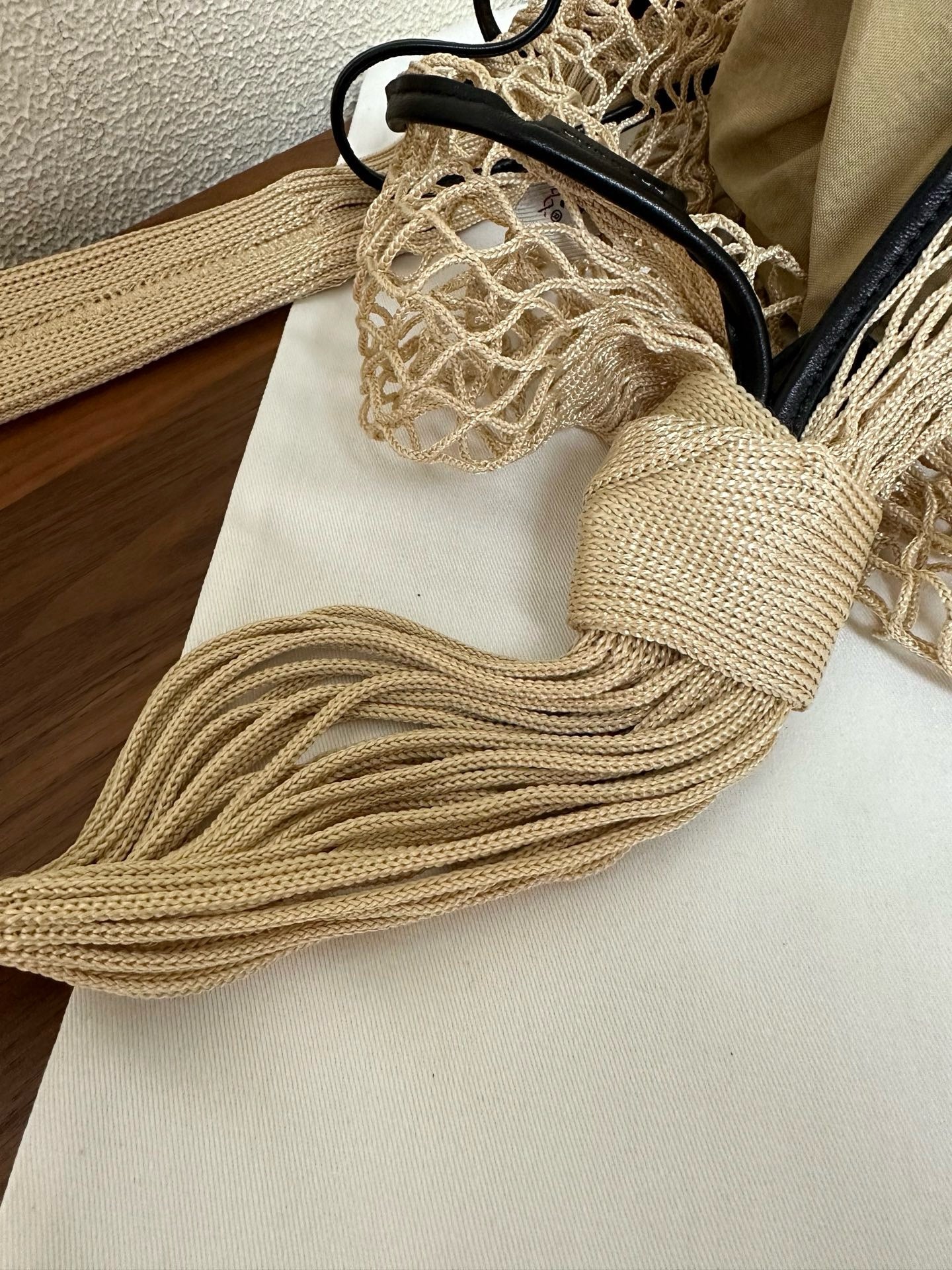 Elegant Beige Woven Mesh Tote Bag For Women Lightweight Shoulder Crossbody