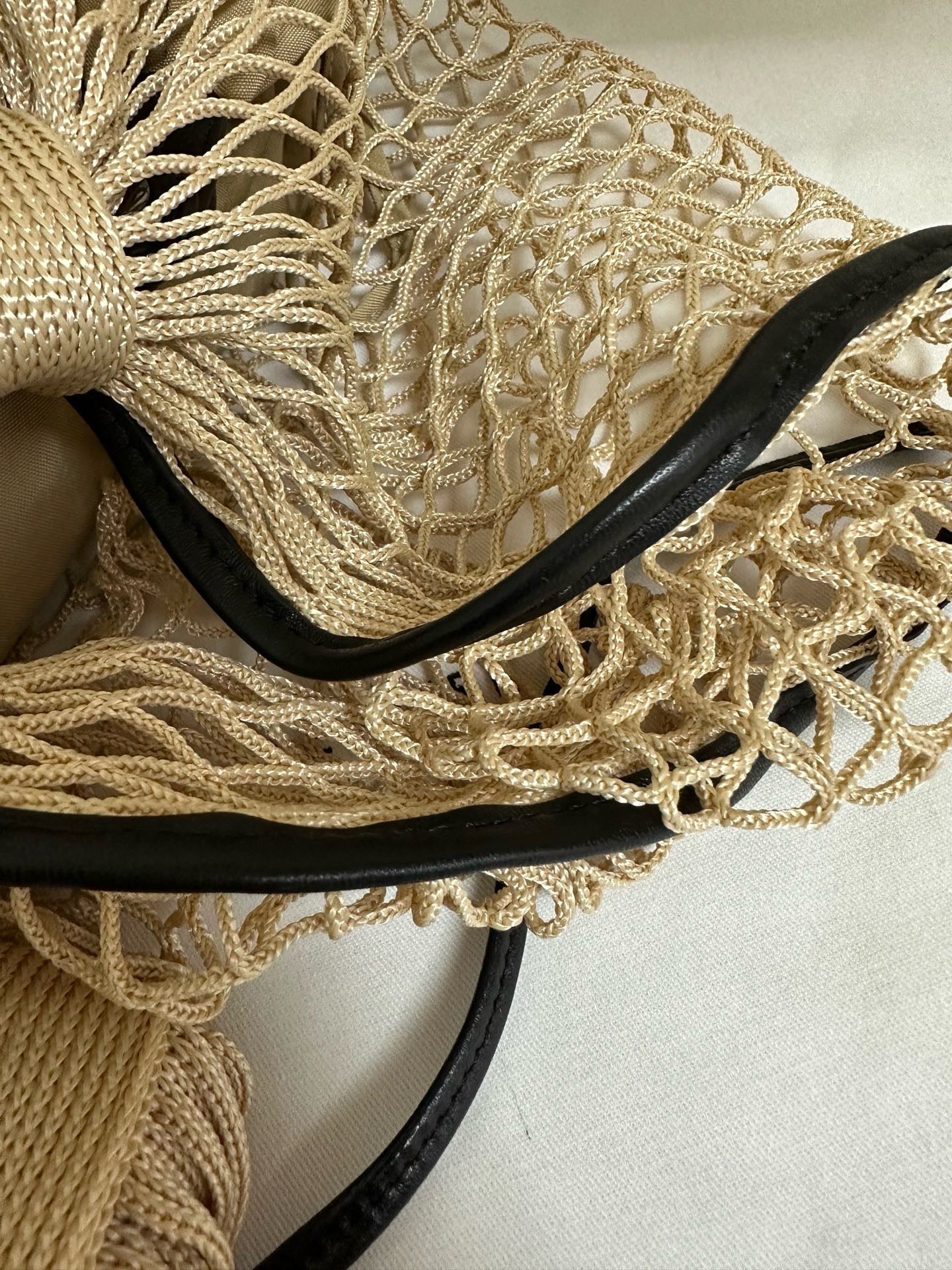 Elegant Beige Woven Mesh Tote Bag For Women Lightweight Shoulder Crossbody