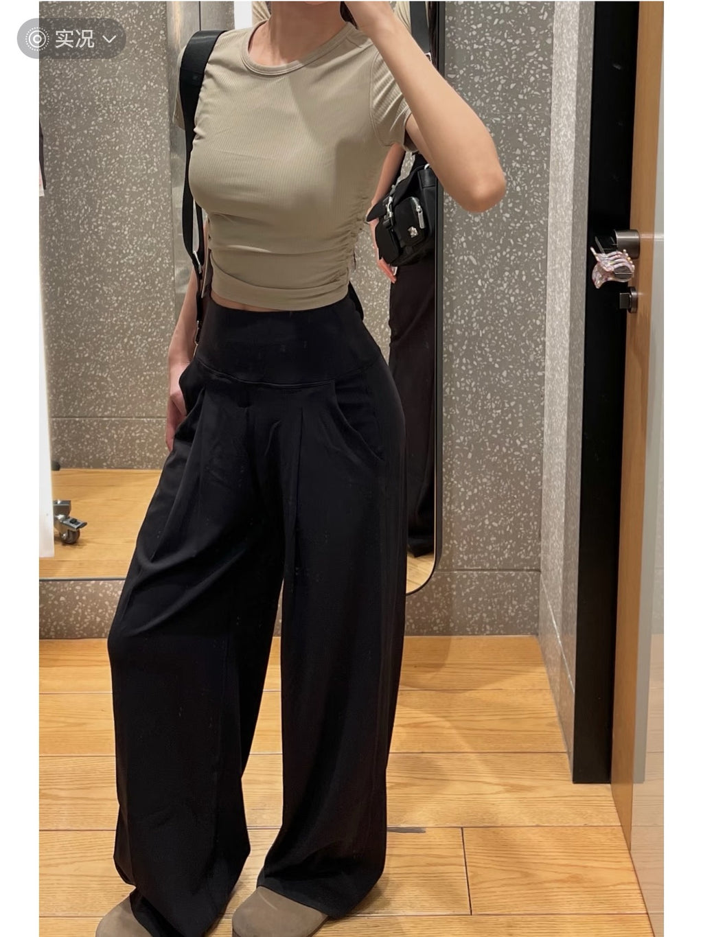 High Waisted Wide Leg Yoga Pants for Women Lycra Fabric Lounge Pants with Pockets Tummy Control & Butt Lifting Yoga Trousers