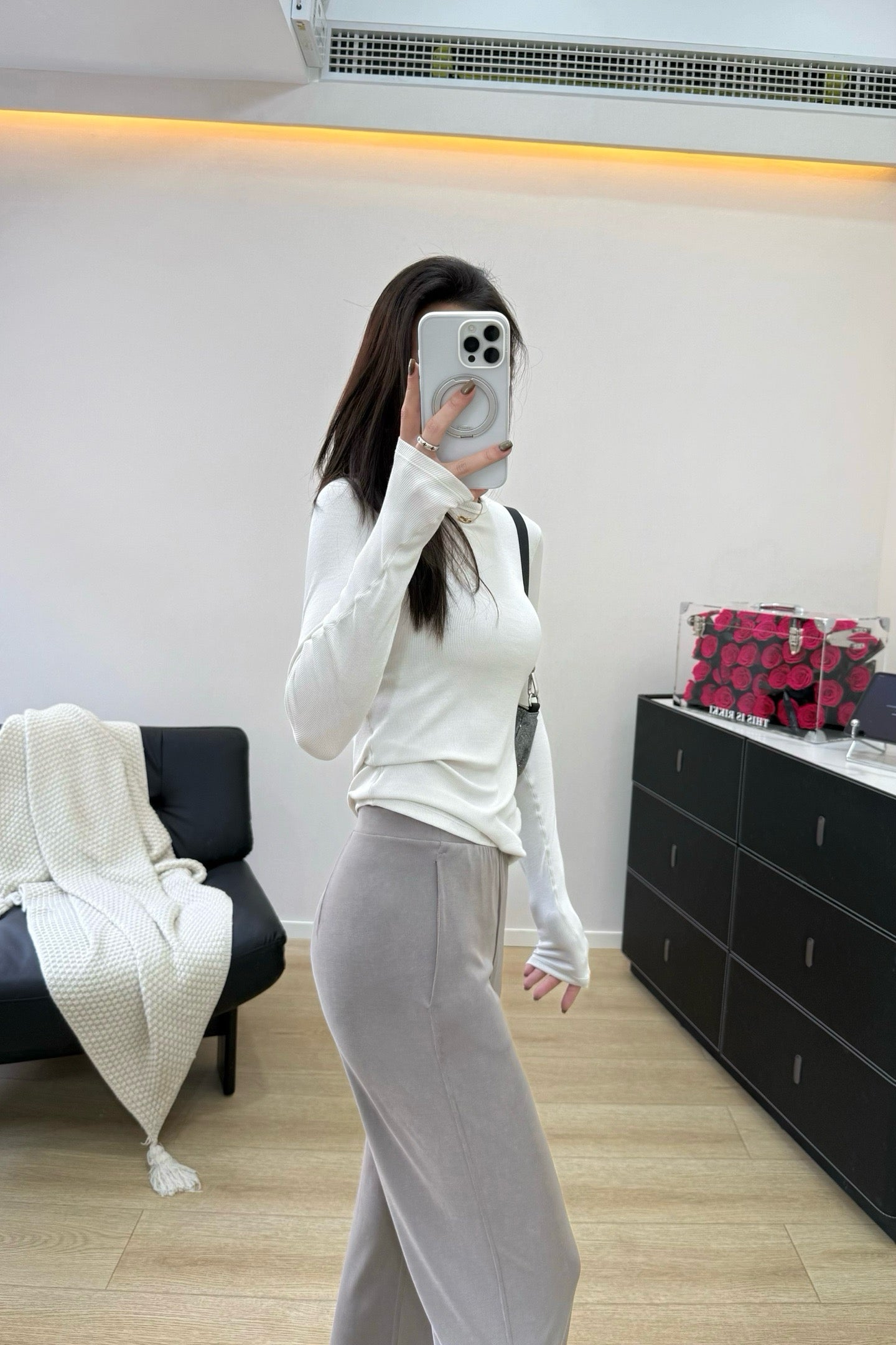 Women's Tencel Modal Long Sleeve Top Soft Breathable Casual All-Season Slim Fit