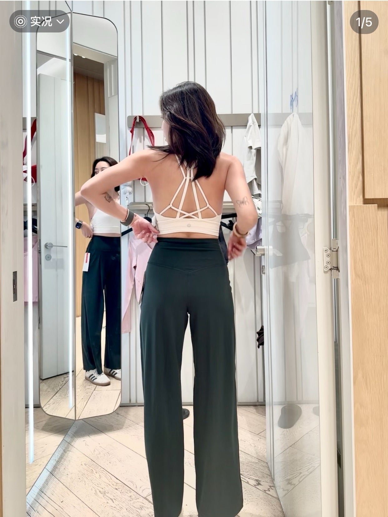 High Waisted Wide Leg Yoga Pants for Women Lycra Fabric Lounge Pants with Pockets Tummy Control & Butt Lifting Yoga Trousers