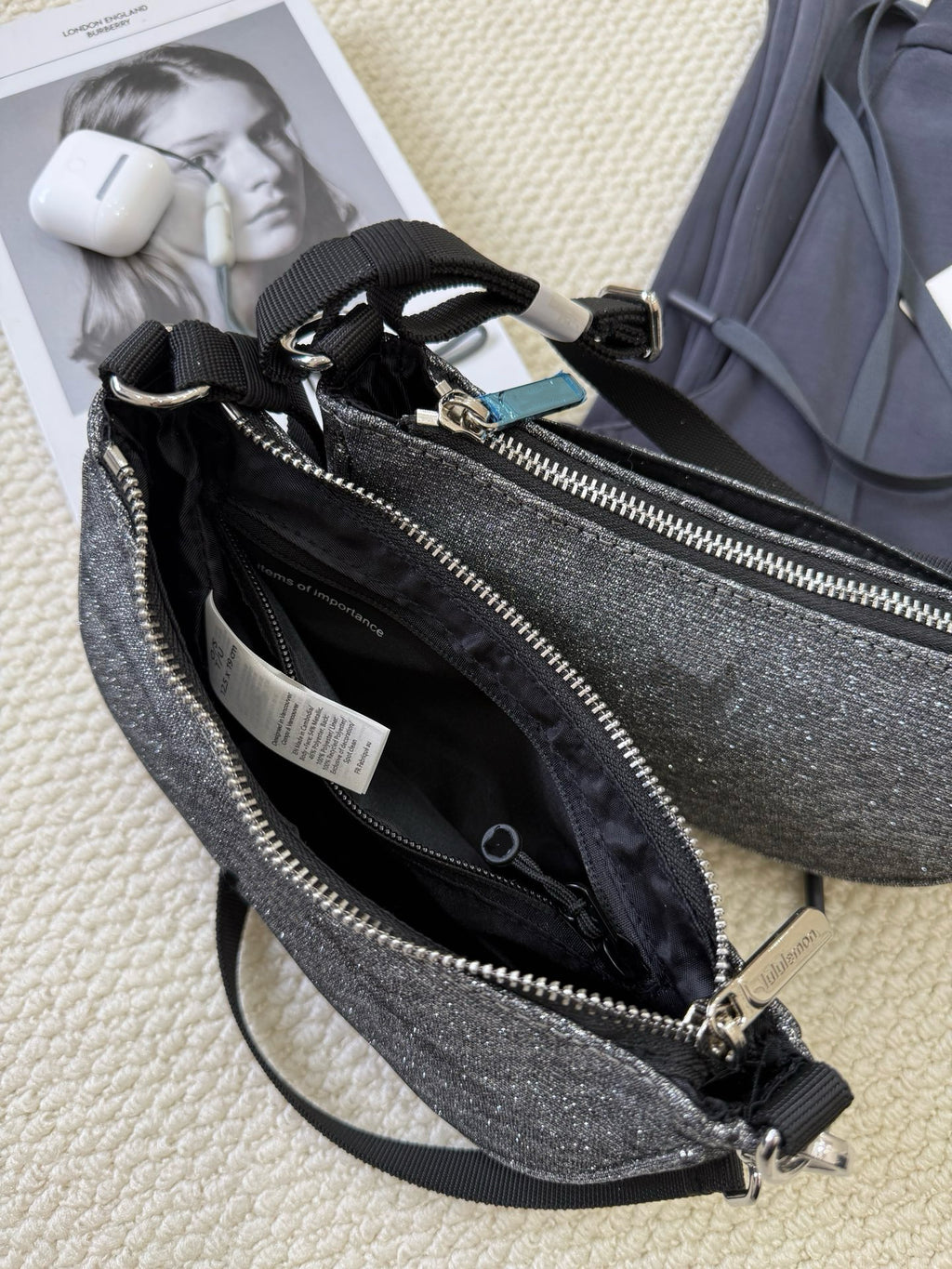 Essential Women's Glitter Silver Mini Shoulder Crossbody Bag With Adjustable Strap
