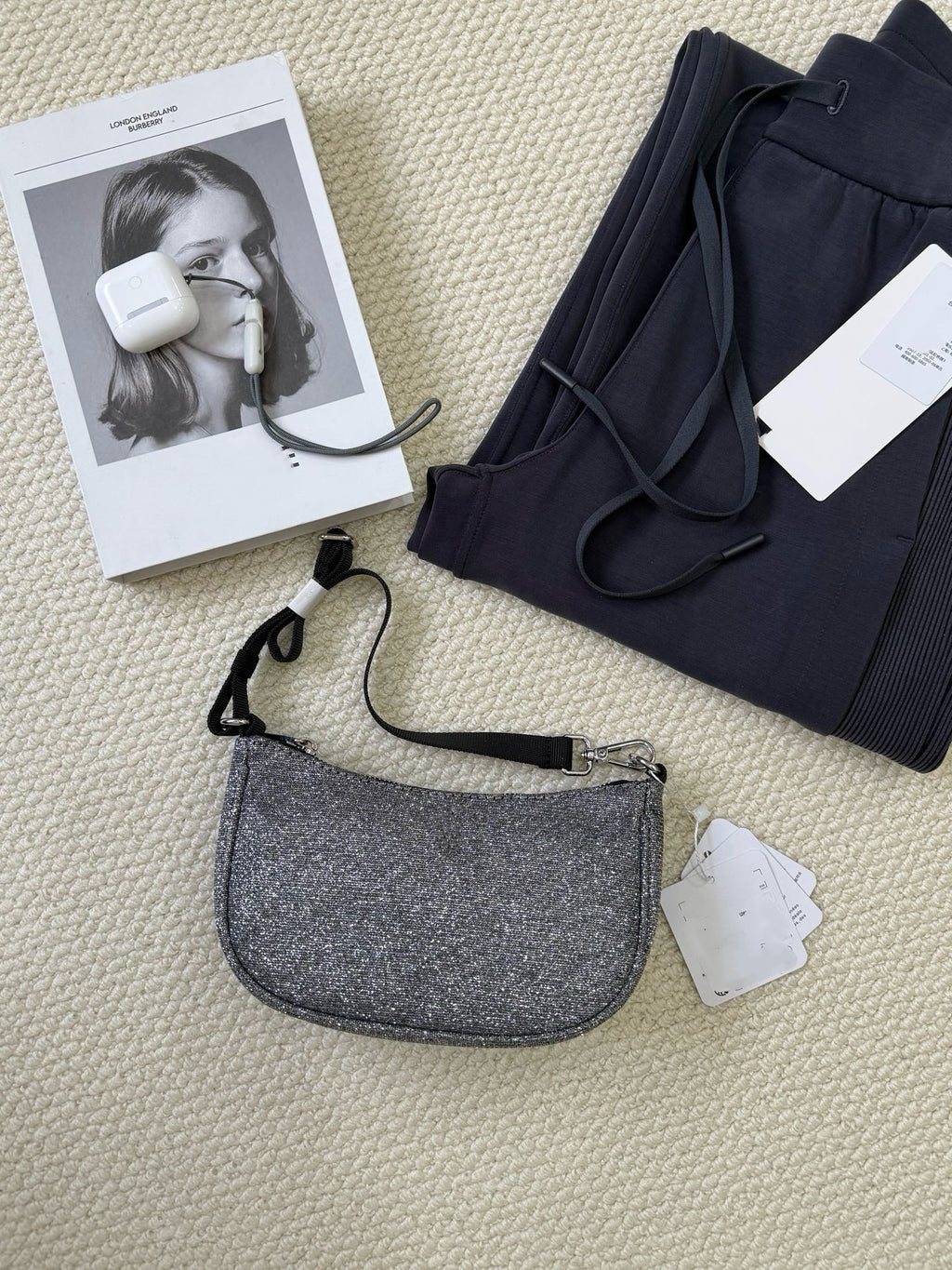 Essential Women's Glitter Silver Mini Shoulder Crossbody Bag With Adjustable Strap
