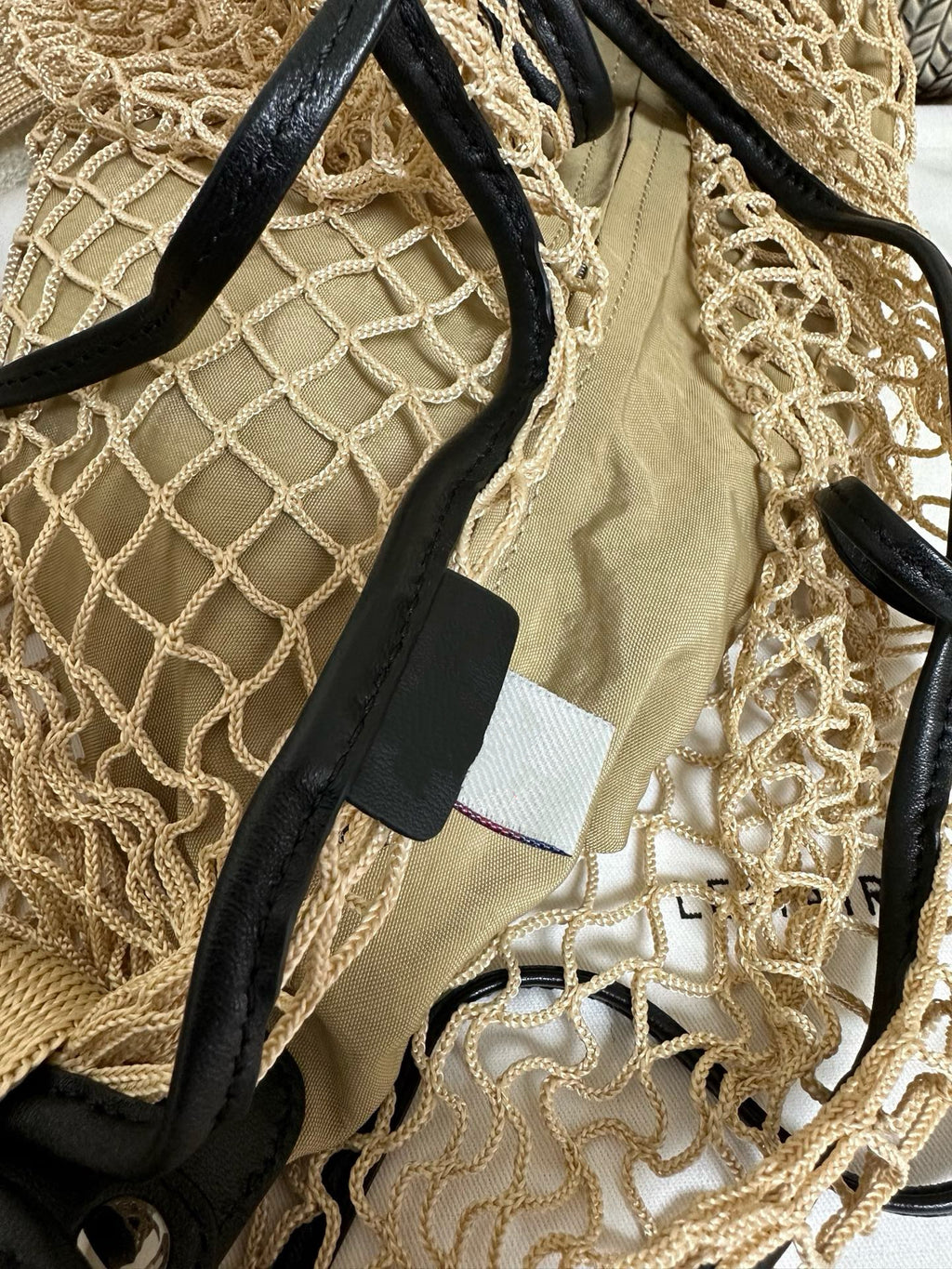 Elegant Beige Woven Mesh Tote Bag For Women Lightweight Shoulder Crossbody