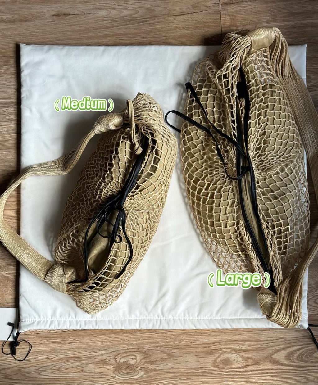 Elegant Beige Woven Mesh Tote Bag For Women Lightweight Shoulder Crossbody