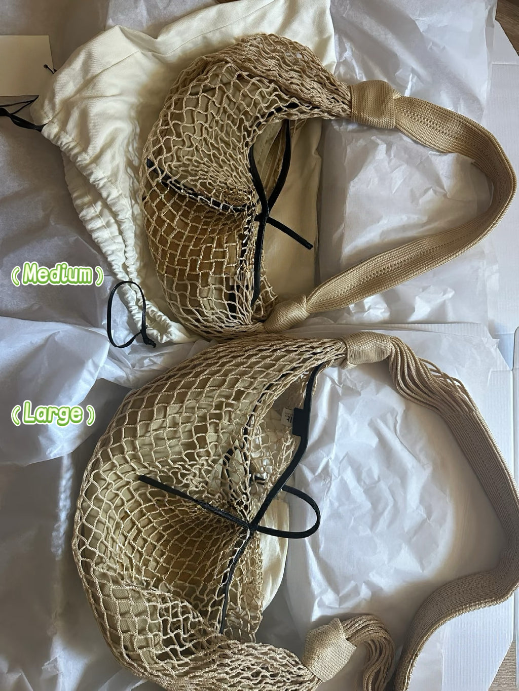 Elegant Beige Woven Mesh Tote Bag For Women Lightweight Shoulder Crossbody
