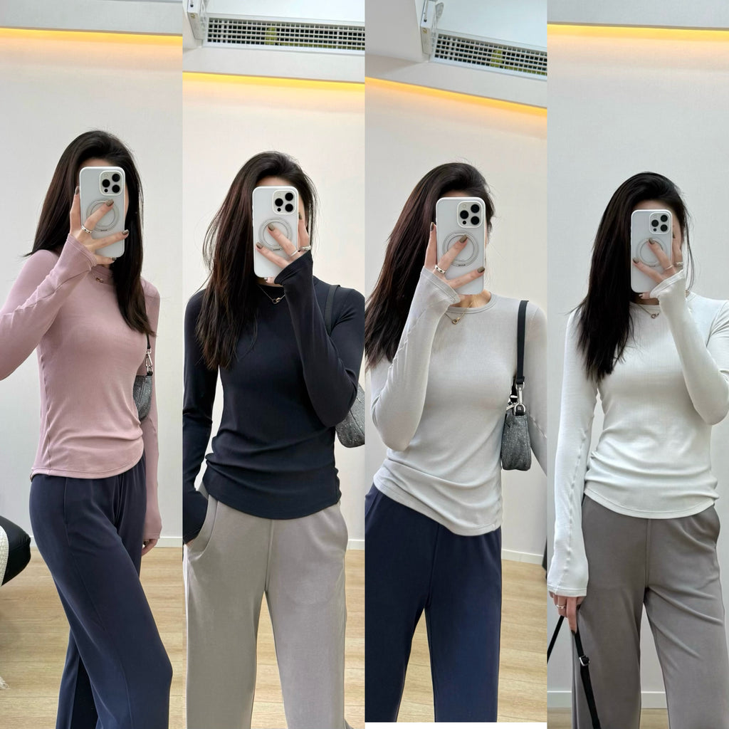 Women's Tencel Modal Long Sleeve Top Soft Breathable Casual All-Season Slim Fit