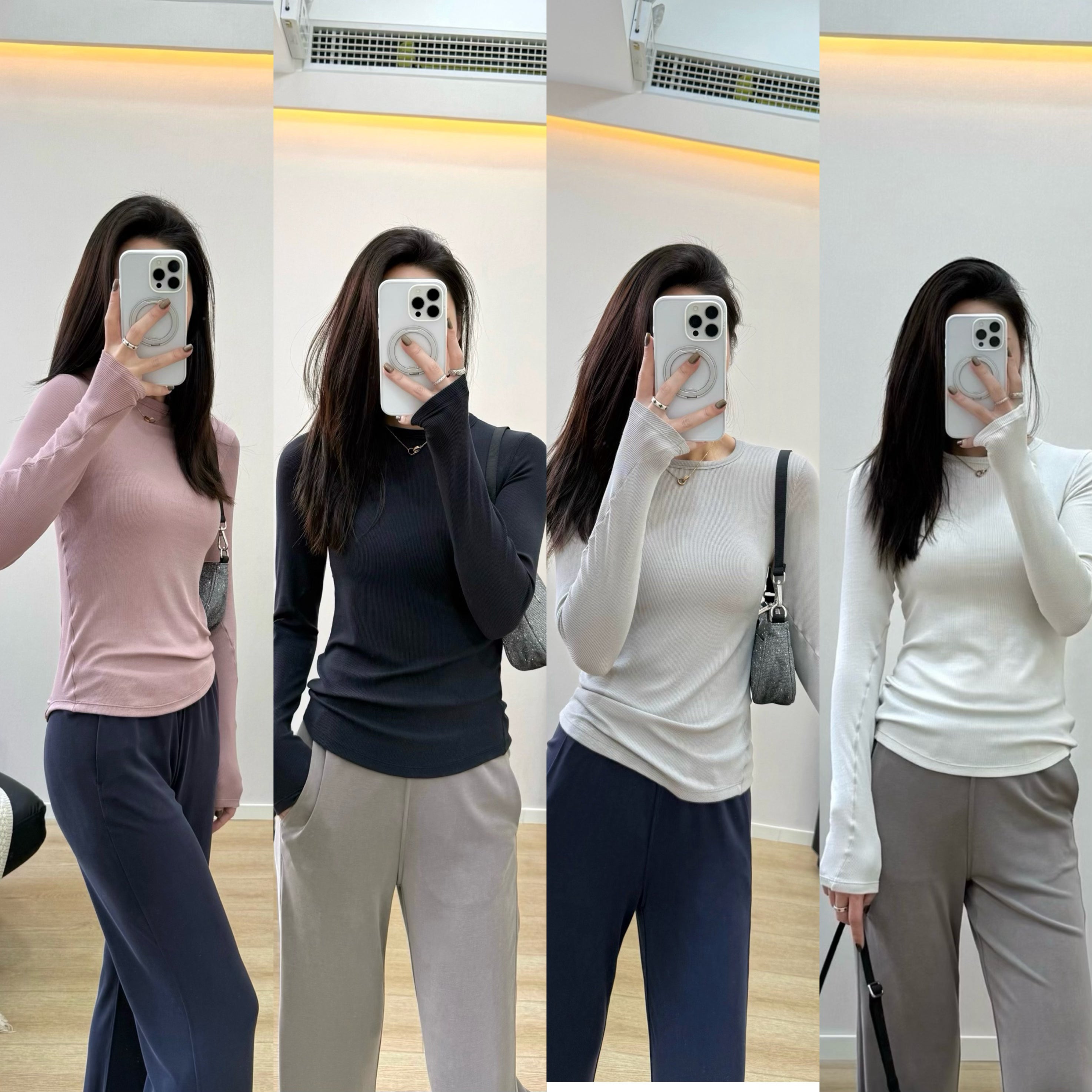 Women's Tencel Modal Long Sleeve Top Soft Breathable Casual All-Season Slim Fit
