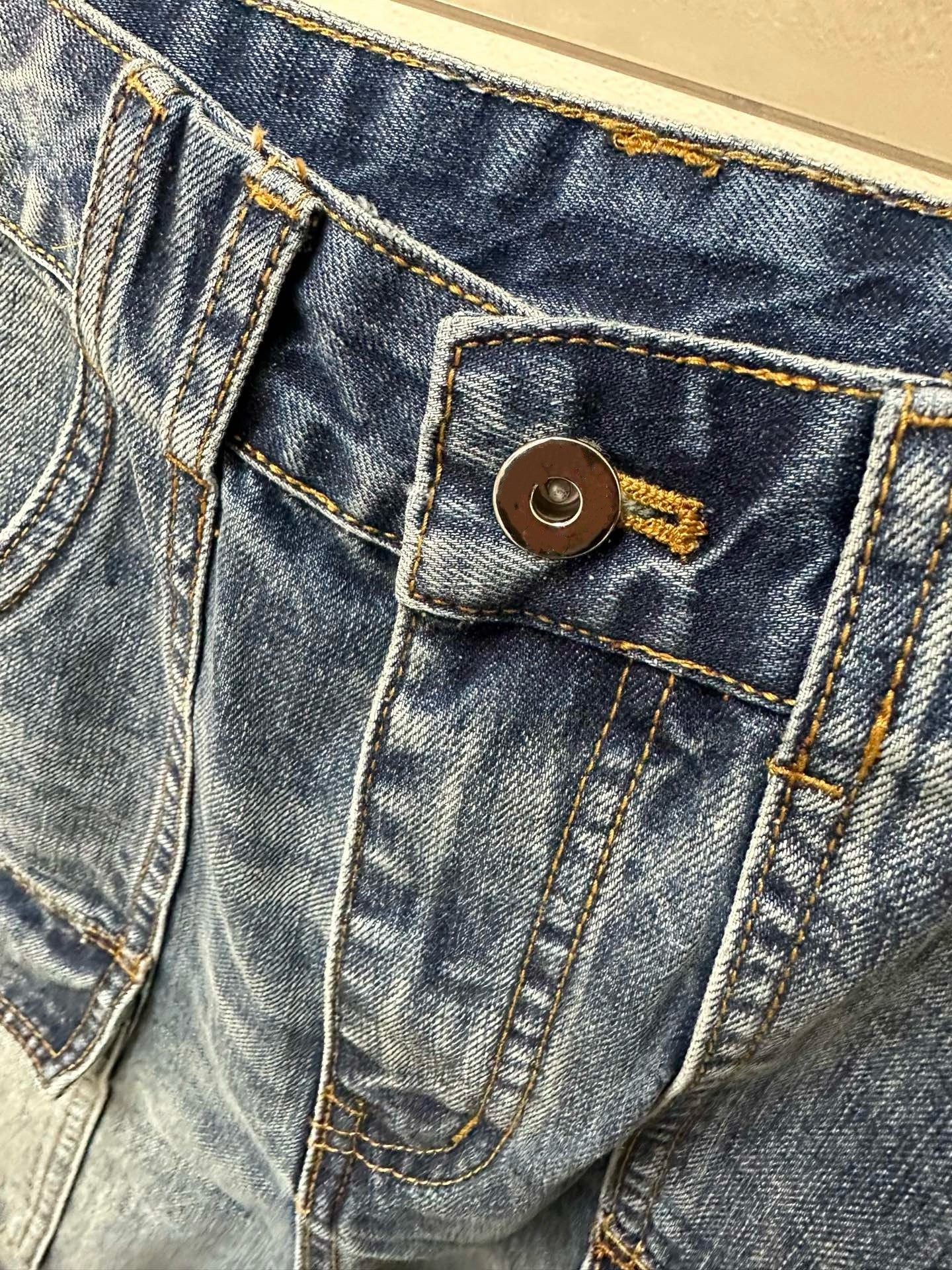 Women's High-Waist Multi-Pocket Vintage Blue Denim Shorts & Pants Cargo-Inspired Stretchy