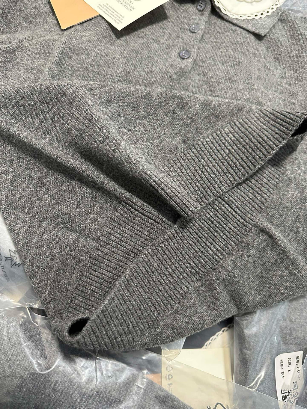 Lace Collar Cashmere Sweater & Cargo Utility Mini Skirt Set - Women's High-Waist A-Line Skirt with Safety Shorts & Slim Fit Knit Top