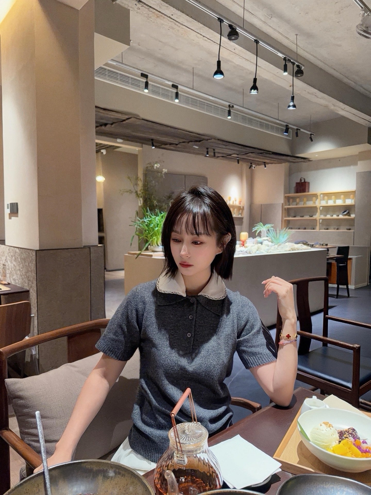 Lace Collar Cashmere Sweater & Cargo Utility Mini Skirt Set - Women's High-Waist A-Line Skirt with Safety Shorts & Slim Fit Knit Top