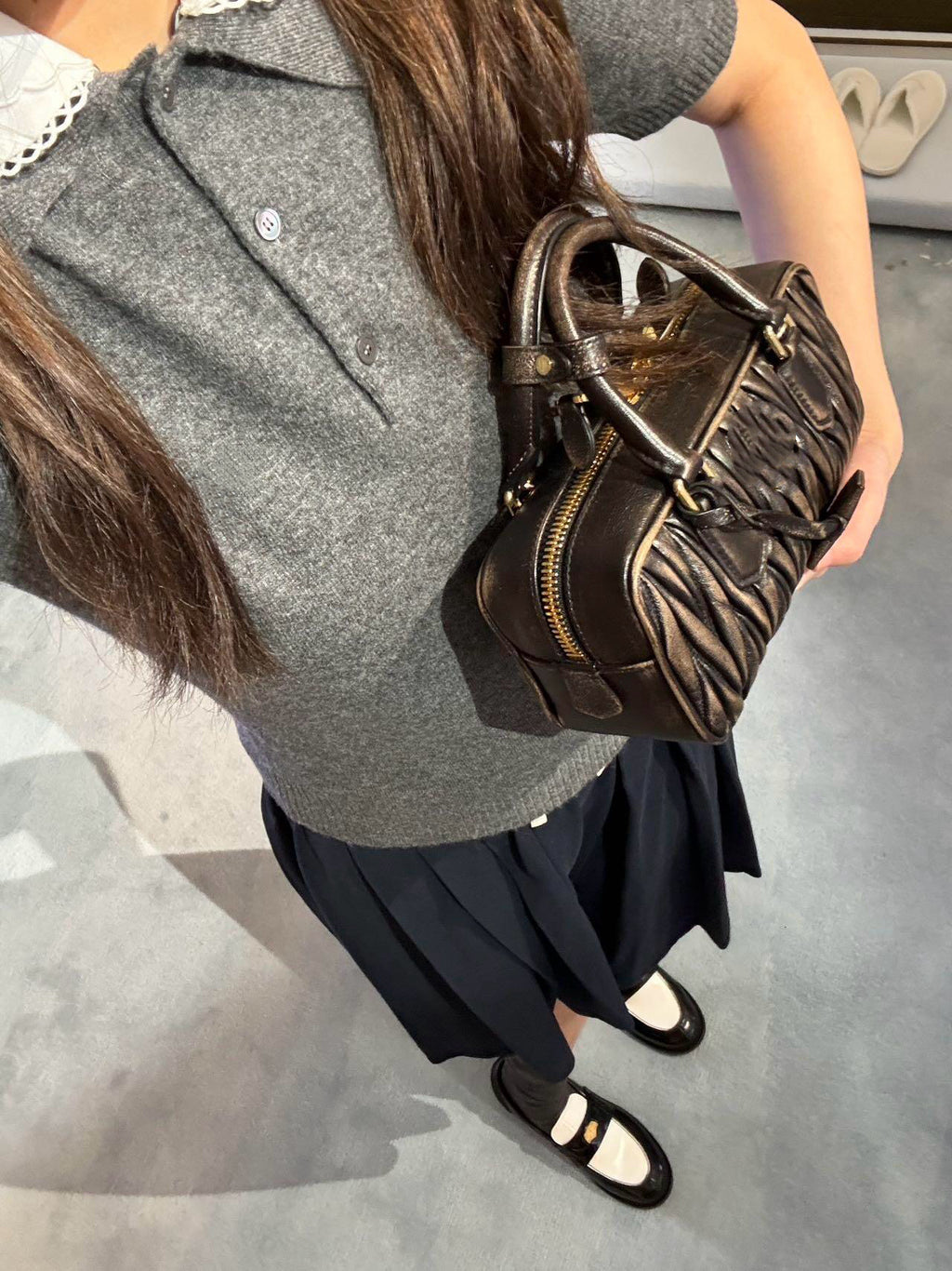 Lace Collar Cashmere Sweater & Cargo Utility Mini Skirt Set - Women's High-Waist A-Line Skirt with Safety Shorts & Slim Fit Knit Top