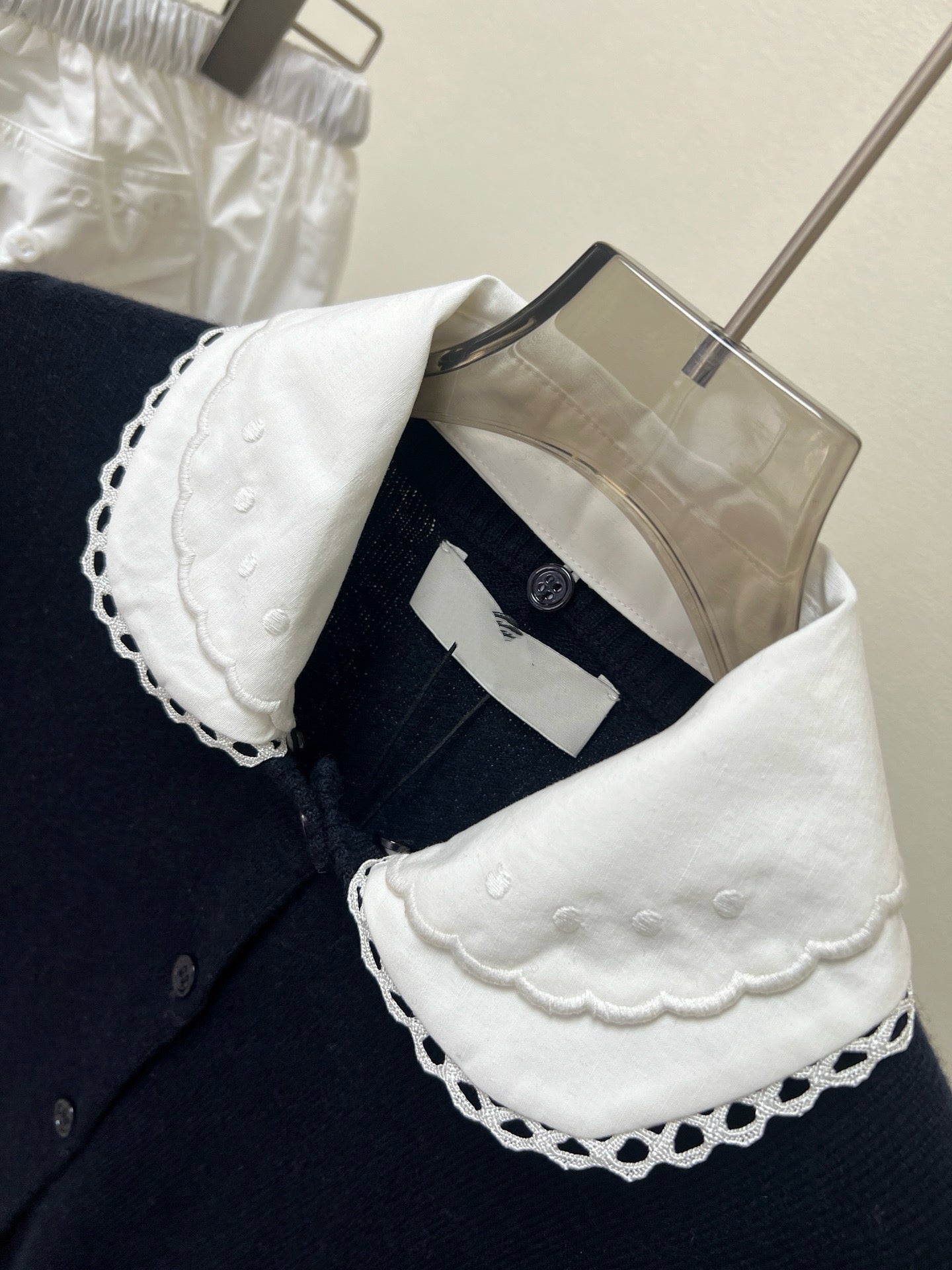 Lace Collar Cashmere Sweater & Cargo Utility Mini Skirt Set - Women's High-Waist A-Line Skirt with Safety Shorts & Slim Fit Knit Top