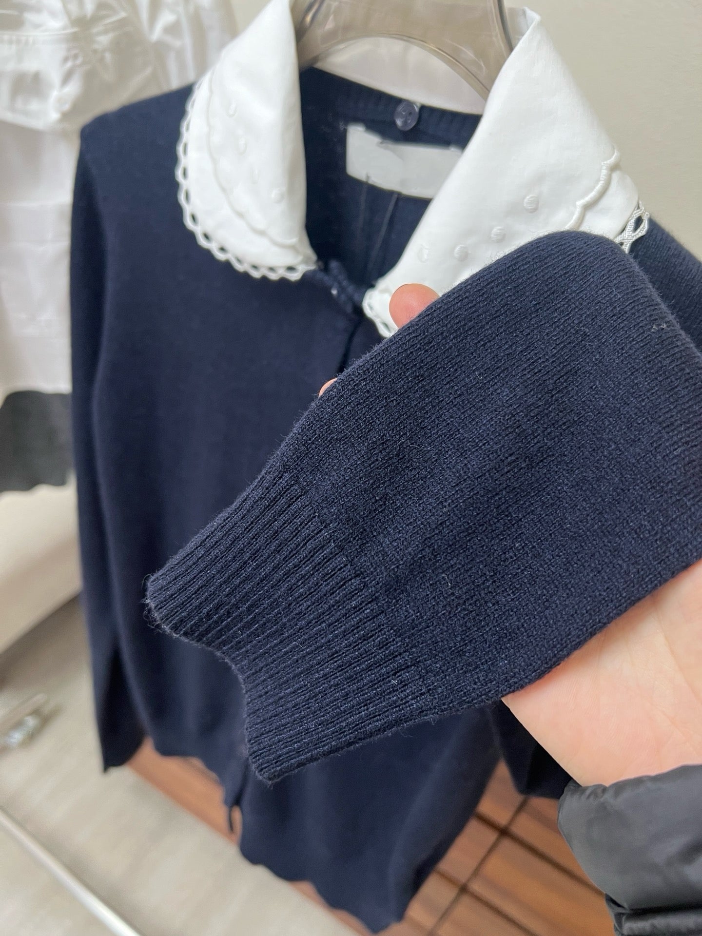 Lace Collar Cashmere Sweater & Cargo Utility Mini Skirt Set - Women's High-Waist A-Line Skirt with Safety Shorts & Slim Fit Knit Top
