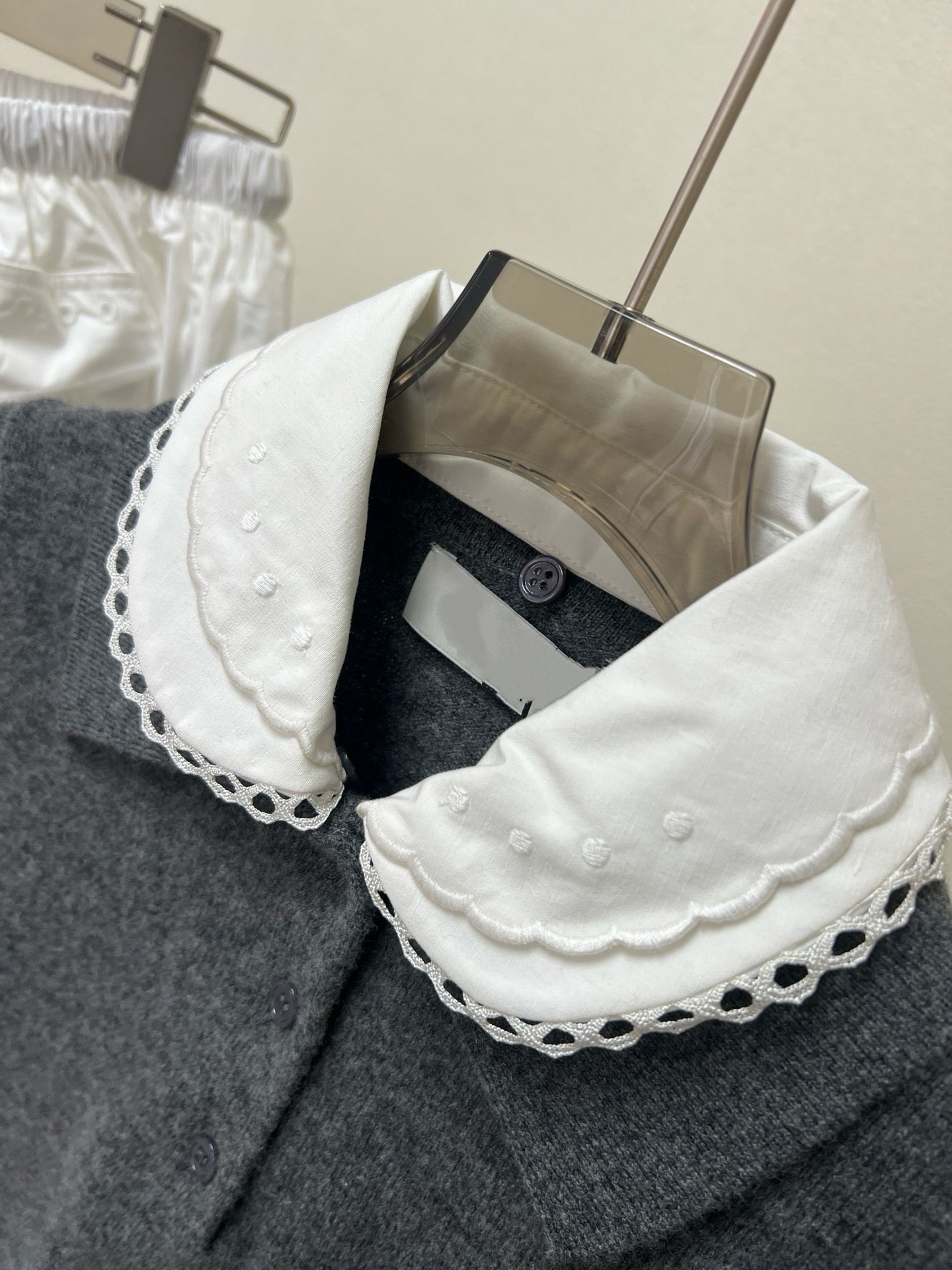 Lace Collar Cashmere Sweater & Cargo Utility Mini Skirt Set - Women's High-Waist A-Line Skirt with Safety Shorts & Slim Fit Knit Top