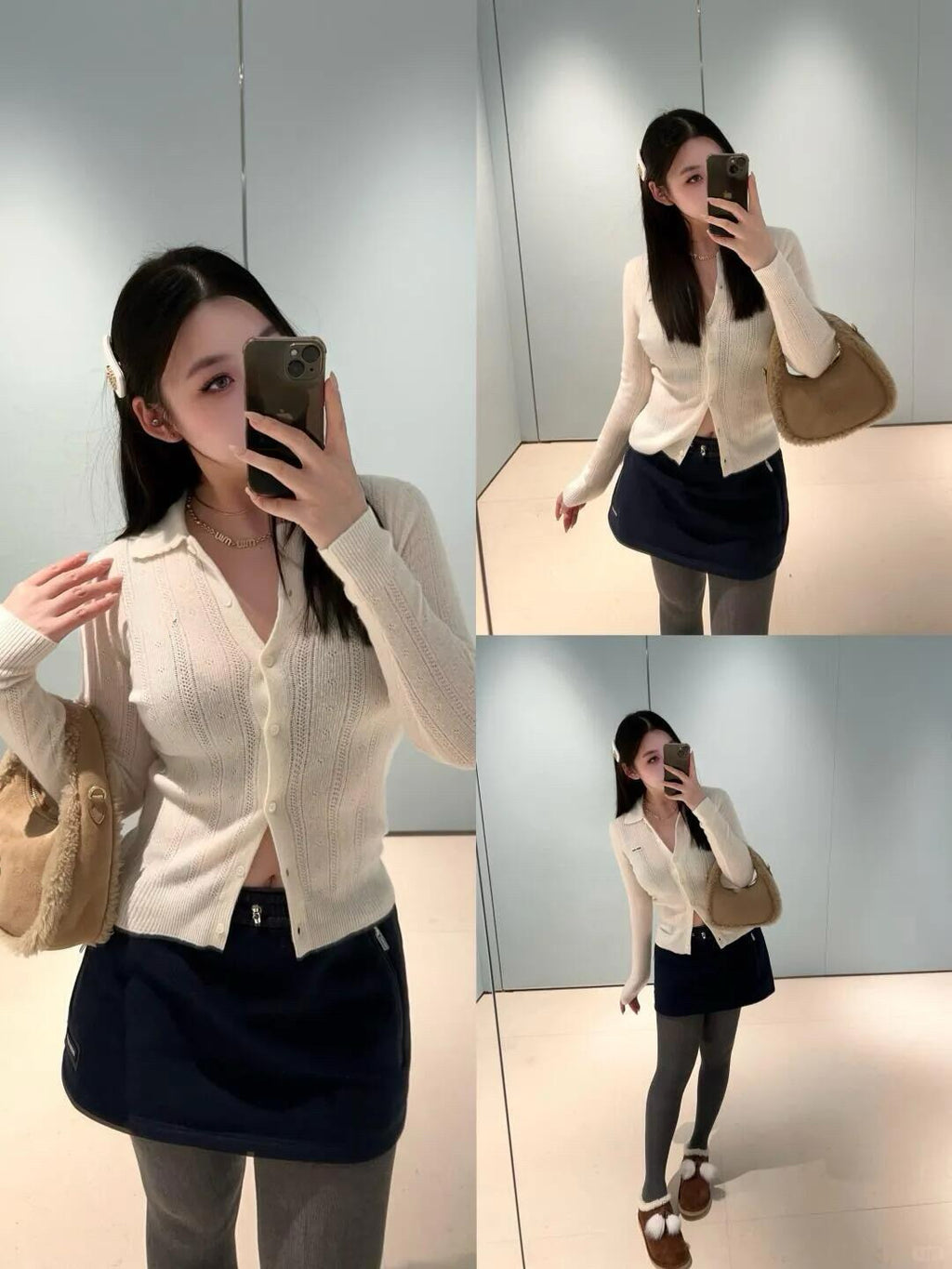 Style French Preppy Knit Collection: Pointelle Knit Cardigan, Polo Tee, Ribbed Tank &amp; Cami Dress - Elegant Summer Capsule Wardrobe - High Elasticity Chic Outfits