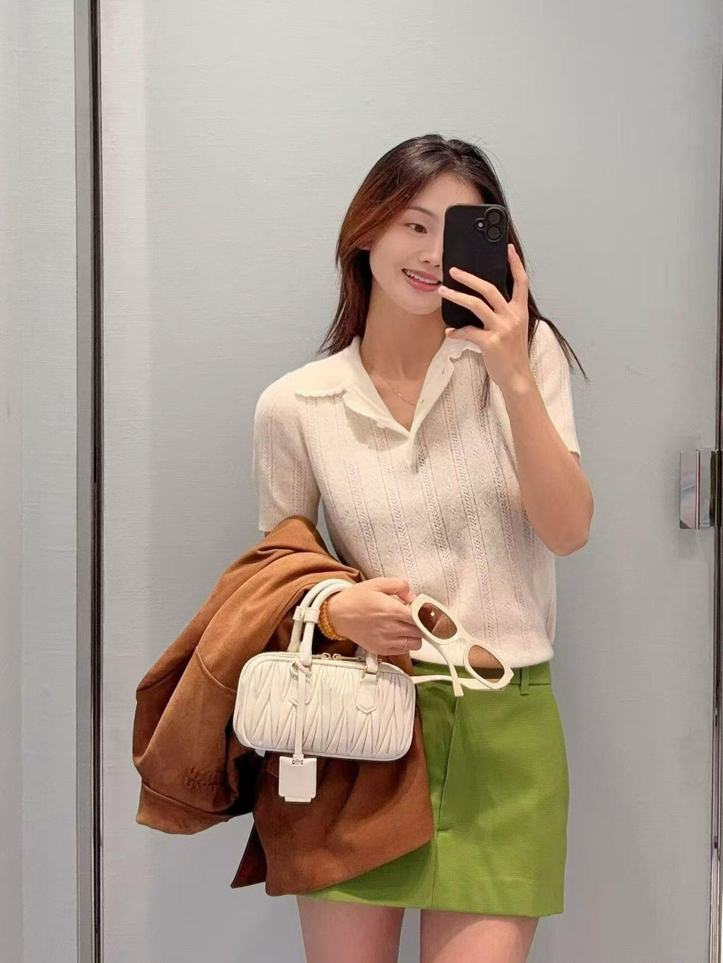 Style French Preppy Knit Collection: Pointelle Knit Cardigan, Polo Tee, Ribbed Tank &amp; Cami Dress - Elegant Summer Capsule Wardrobe - High Elasticity Chic Outfits