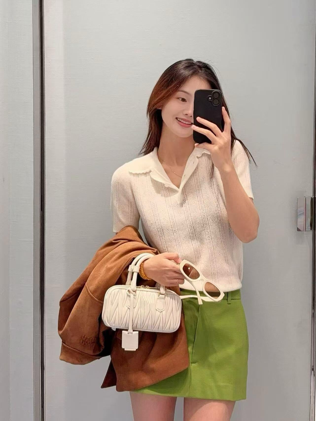 Style French Preppy Knit Collection: Pointelle Knit Cardigan, Polo Tee, Ribbed Tank &amp; Cami Dress - Elegant Summer Capsule Wardrobe - High Elasticity Chic Outfits