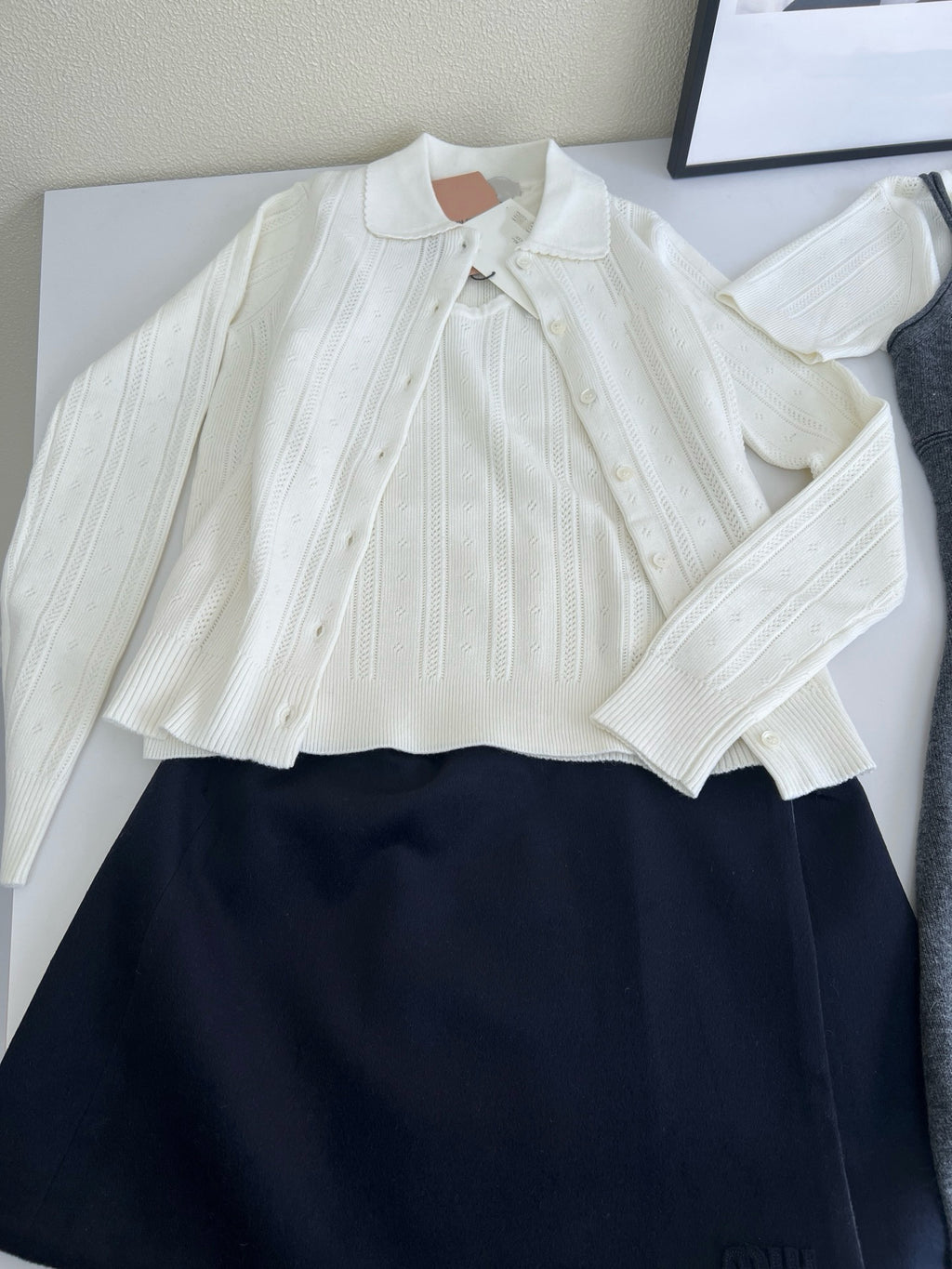 Style French Preppy Knit Collection: Pointelle Knit Cardigan, Polo Tee, Ribbed Tank &amp; Cami Dress - Elegant Summer Capsule Wardrobe - High Elasticity Chic Outfits