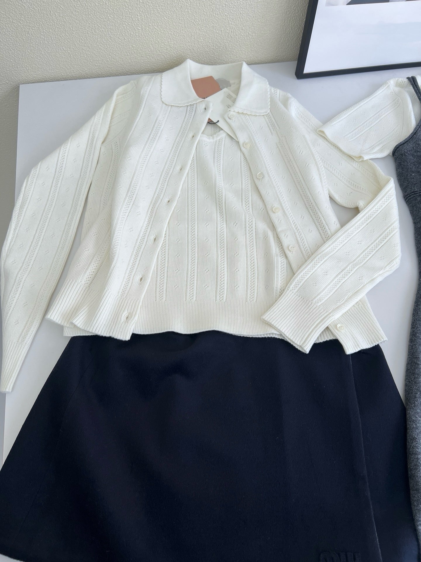 Style French Preppy Knit Collection: Pointelle Knit Cardigan, Polo Tee, Ribbed Tank &amp; Cami Dress - Elegant Summer Capsule Wardrobe - High Elasticity Chic Outfits