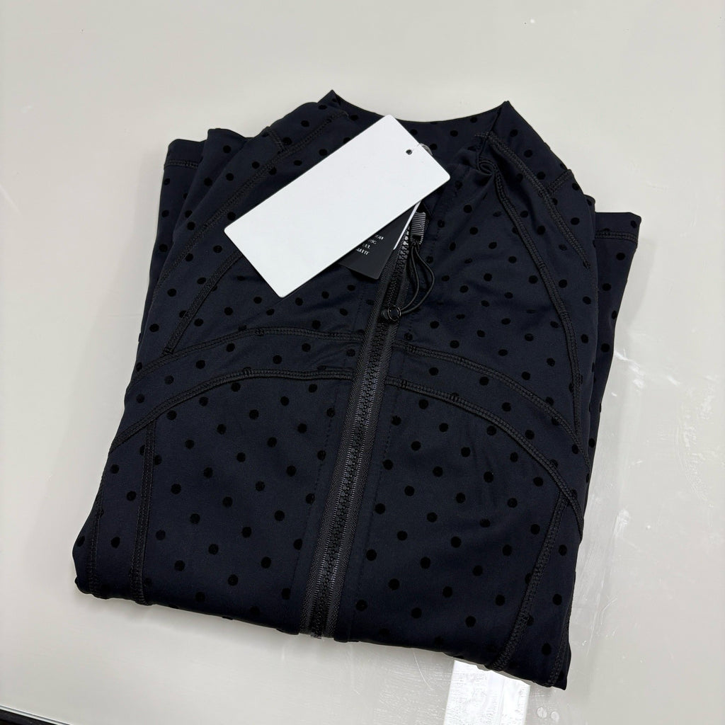 Women's Fitted Yoga Jacket Leggings Tank Top Flared Pants Skirt  Hooded JacketBlack Polka Dot Stretchy Breathable Activewear