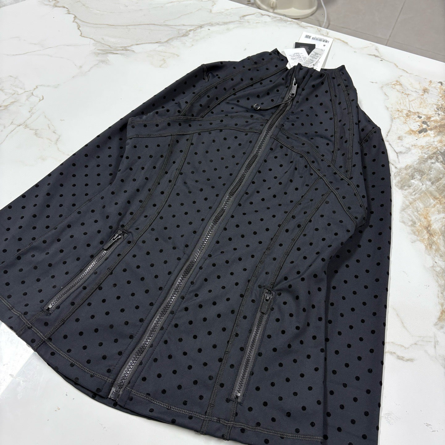 Women's Fitted Yoga Jacket Leggings Tank Top Flared Pants Skirt  Hooded JacketBlack Polka Dot Stretchy Breathable Activewear