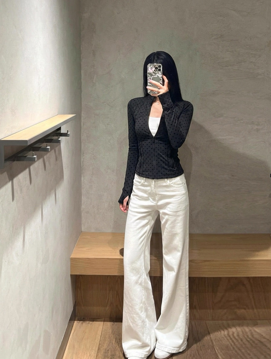 Women's Fitted Yoga Jacket Leggings Tank Top Flared Pants Skirt  Hooded JacketBlack Polka Dot Stretchy Breathable Activewear