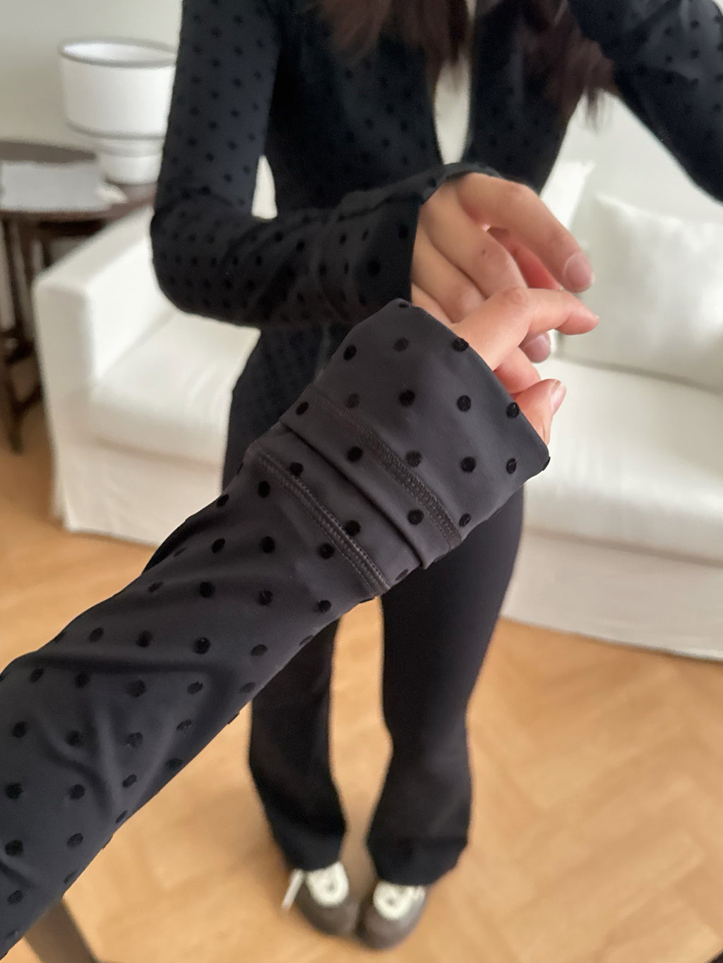 Women's Fitted Yoga Jacket Leggings Tank Top Flared Pants Skirt  Hooded JacketBlack Polka Dot Stretchy Breathable Activewear