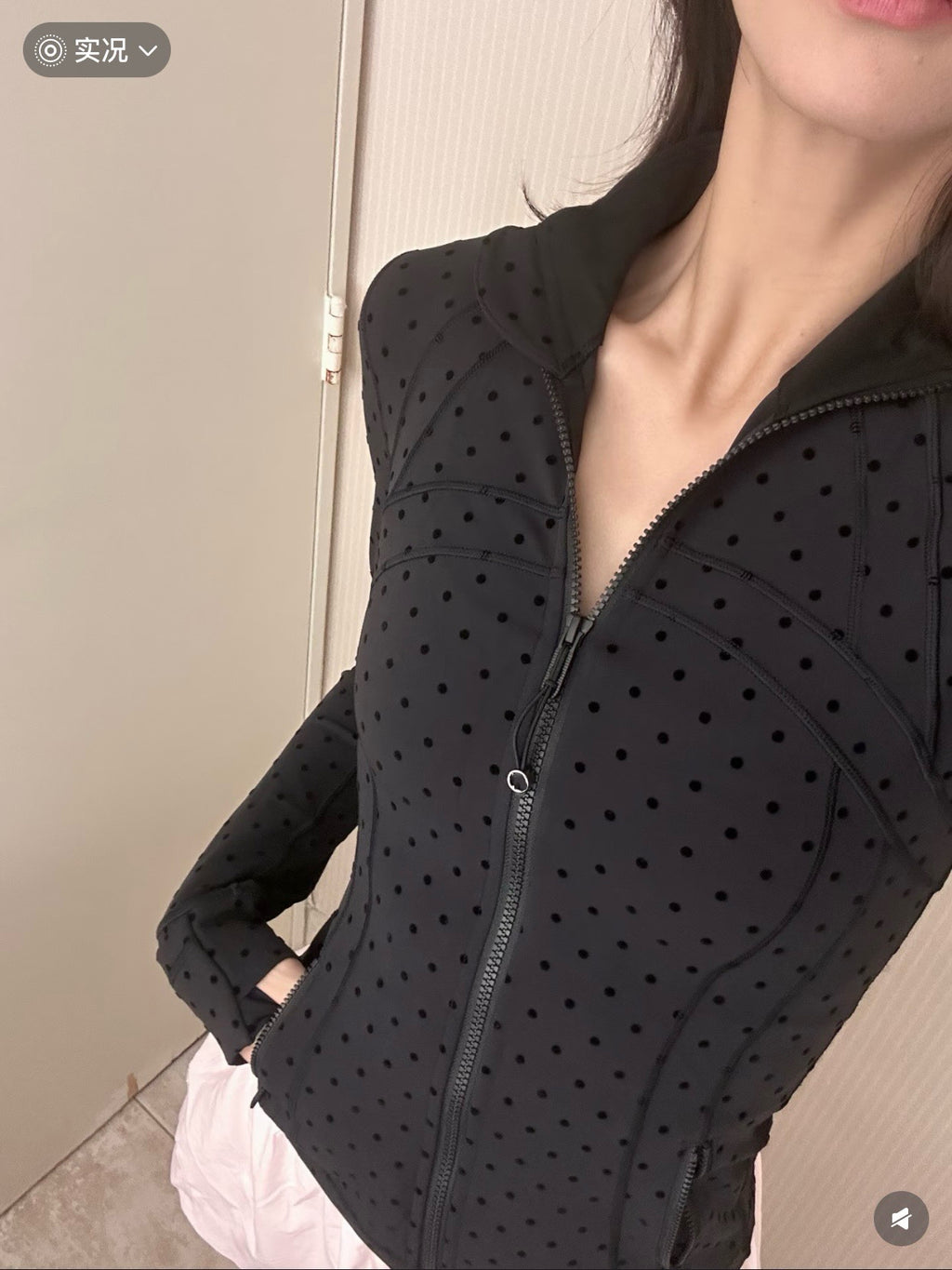 Women's Fitted Yoga Jacket Leggings Tank Top Flared Pants Skirt  Hooded JacketBlack Polka Dot Stretchy Breathable Activewear