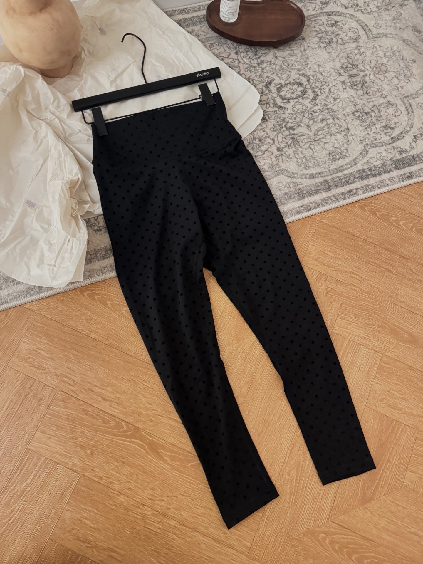 Women's Fitted Yoga Jacket Leggings Tank Top Flared Pants Skirt  Hooded JacketBlack Polka Dot Stretchy Breathable Activewear