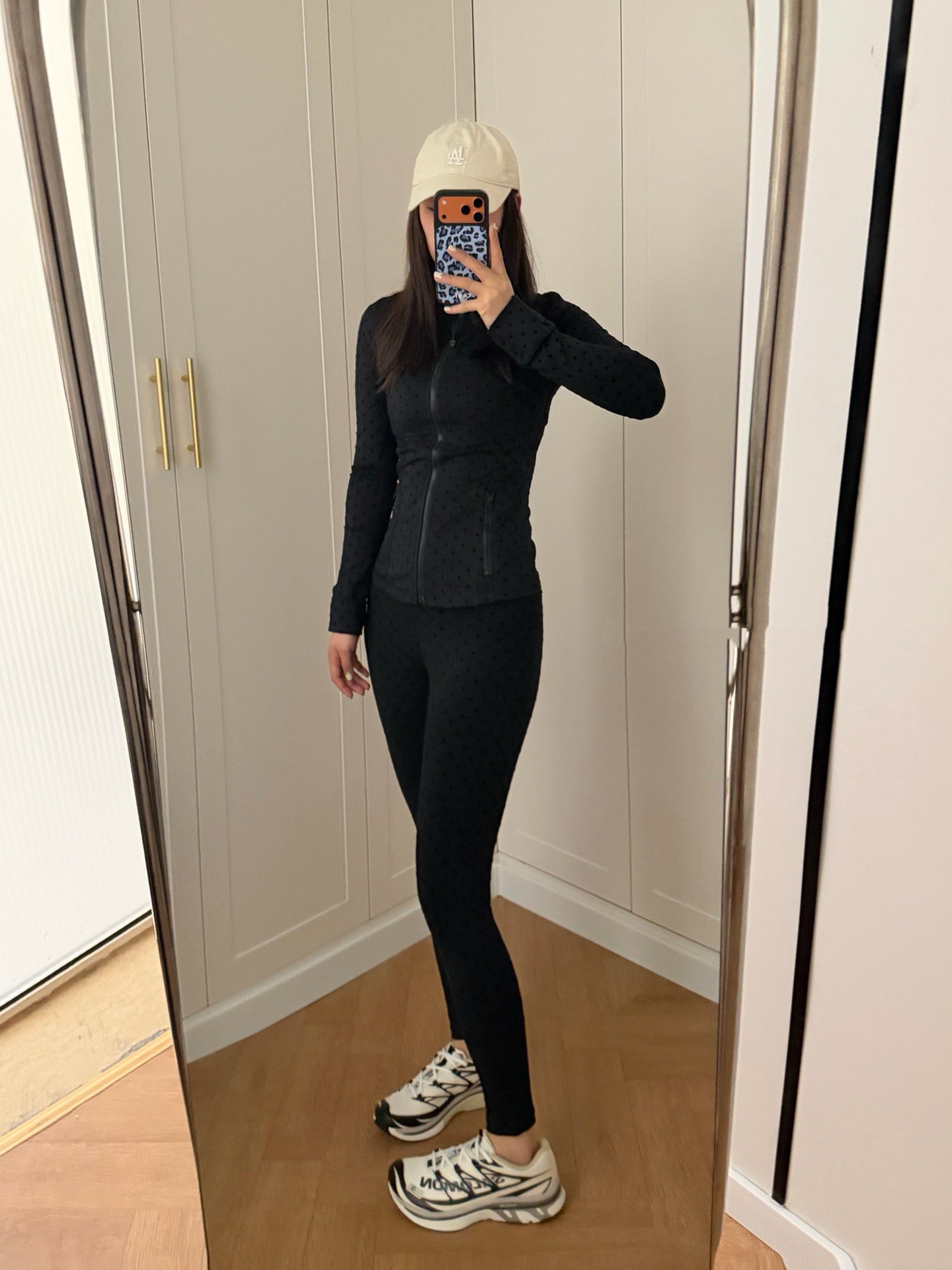 Women's Fitted Yoga Jacket Leggings Tank Top Flared Pants Skirt  Hooded JacketBlack Polka Dot Stretchy Breathable Activewear