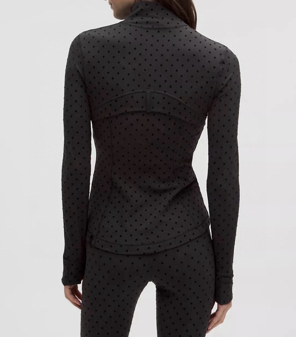 Women's Fitted Yoga Jacket Leggings Tank Top Flared Pants Skirt  Hooded JacketBlack Polka Dot Stretchy Breathable Activewear