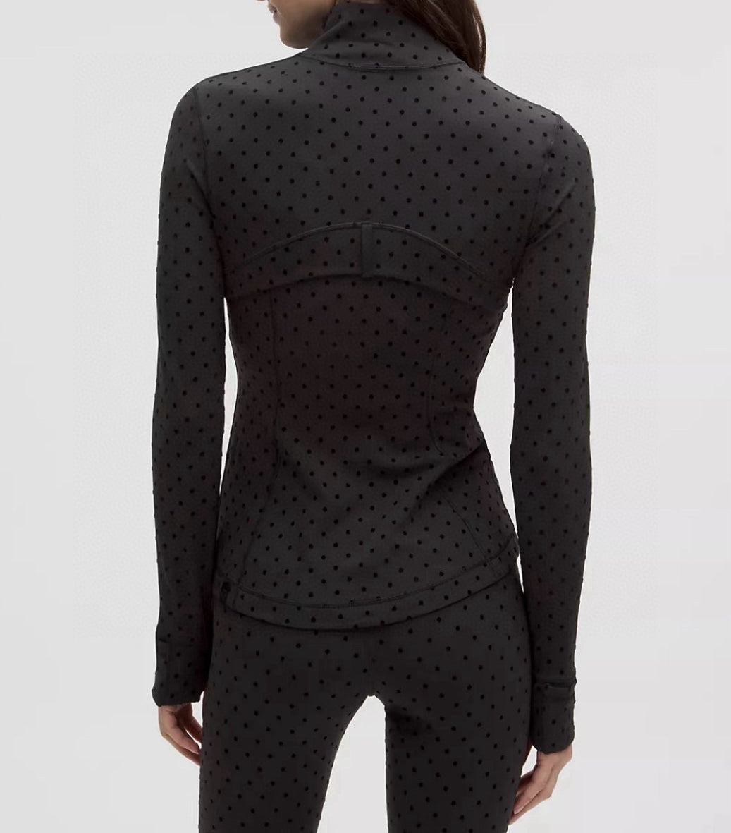 Women's Fitted Yoga Jacket Leggings Tank Top Flared Pants Skirt  Hooded JacketBlack Polka Dot Stretchy Breathable Activewear
