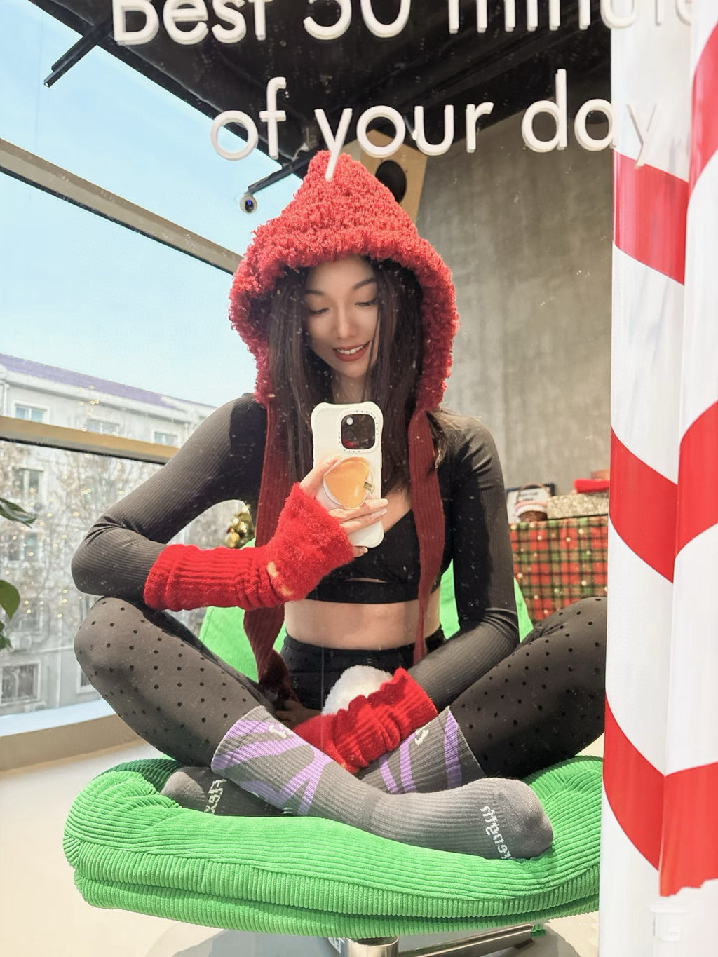Women's Fitted Yoga Jacket Leggings Tank Top Flared Pants Skirt  Hooded JacketBlack Polka Dot Stretchy Breathable Activewear