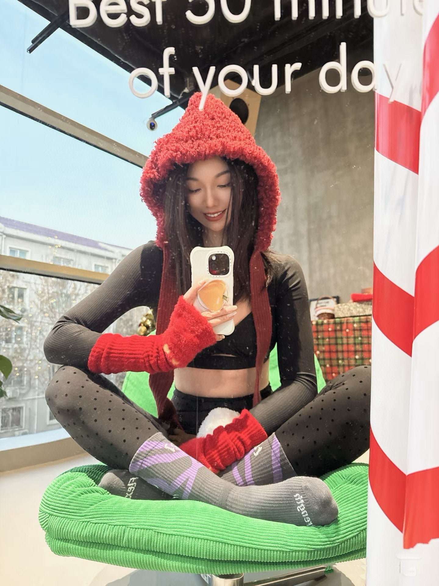 Women's Fitted Yoga Jacket Leggings Tank Top Flared Pants Skirt  Hooded JacketBlack Polka Dot Stretchy Breathable Activewear