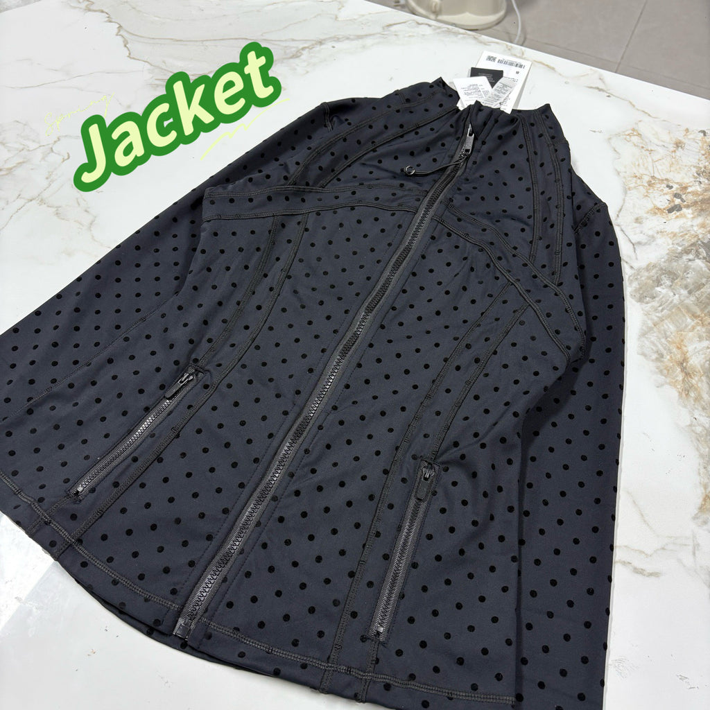 Women's Fitted Yoga Jacket Leggings Tank Top Flared Pants Skirt  Hooded JacketBlack Polka Dot Stretchy Breathable Activewear