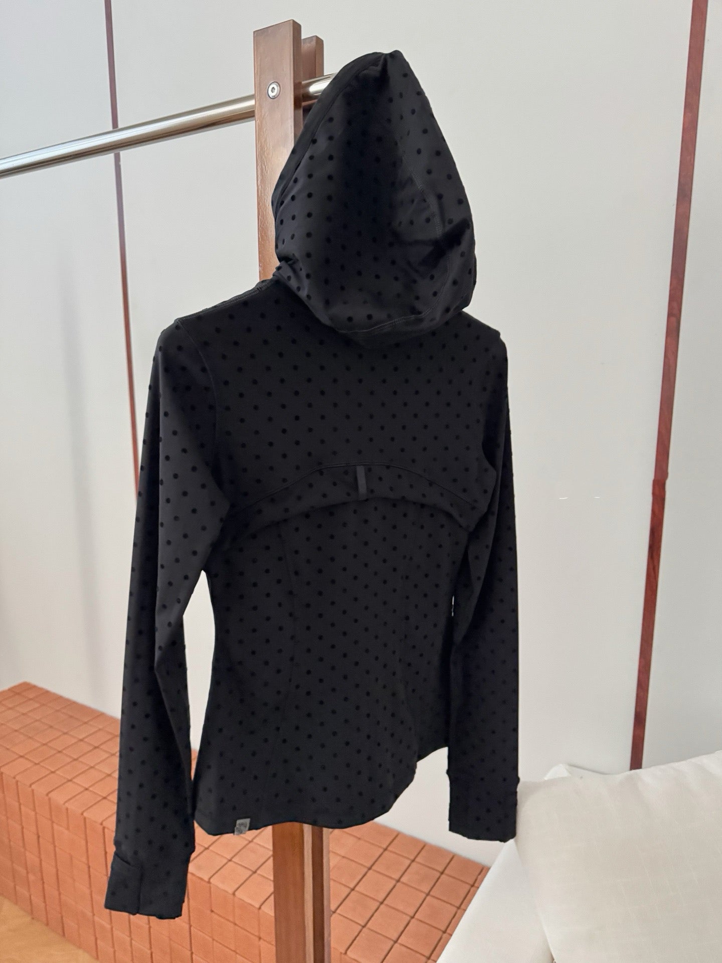 Women's Fitted Yoga Jacket Leggings Tank Top Flared Pants Skirt  Hooded JacketBlack Polka Dot Stretchy Breathable Activewear
