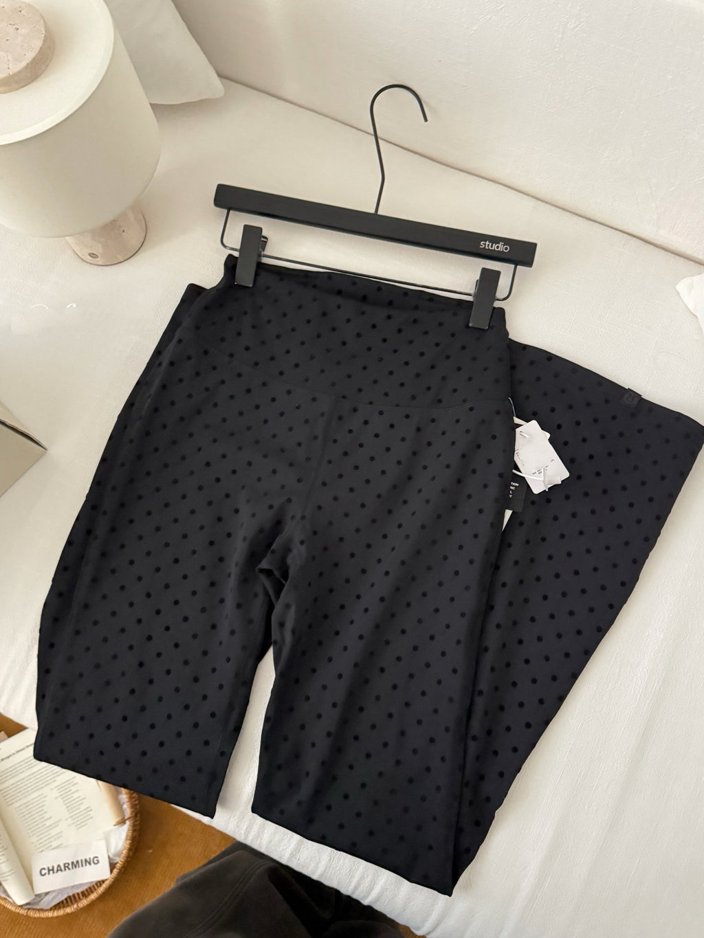 Women's Fitted Yoga Jacket Leggings Tank Top Flared Pants Skirt  Hooded JacketBlack Polka Dot Stretchy Breathable Activewear