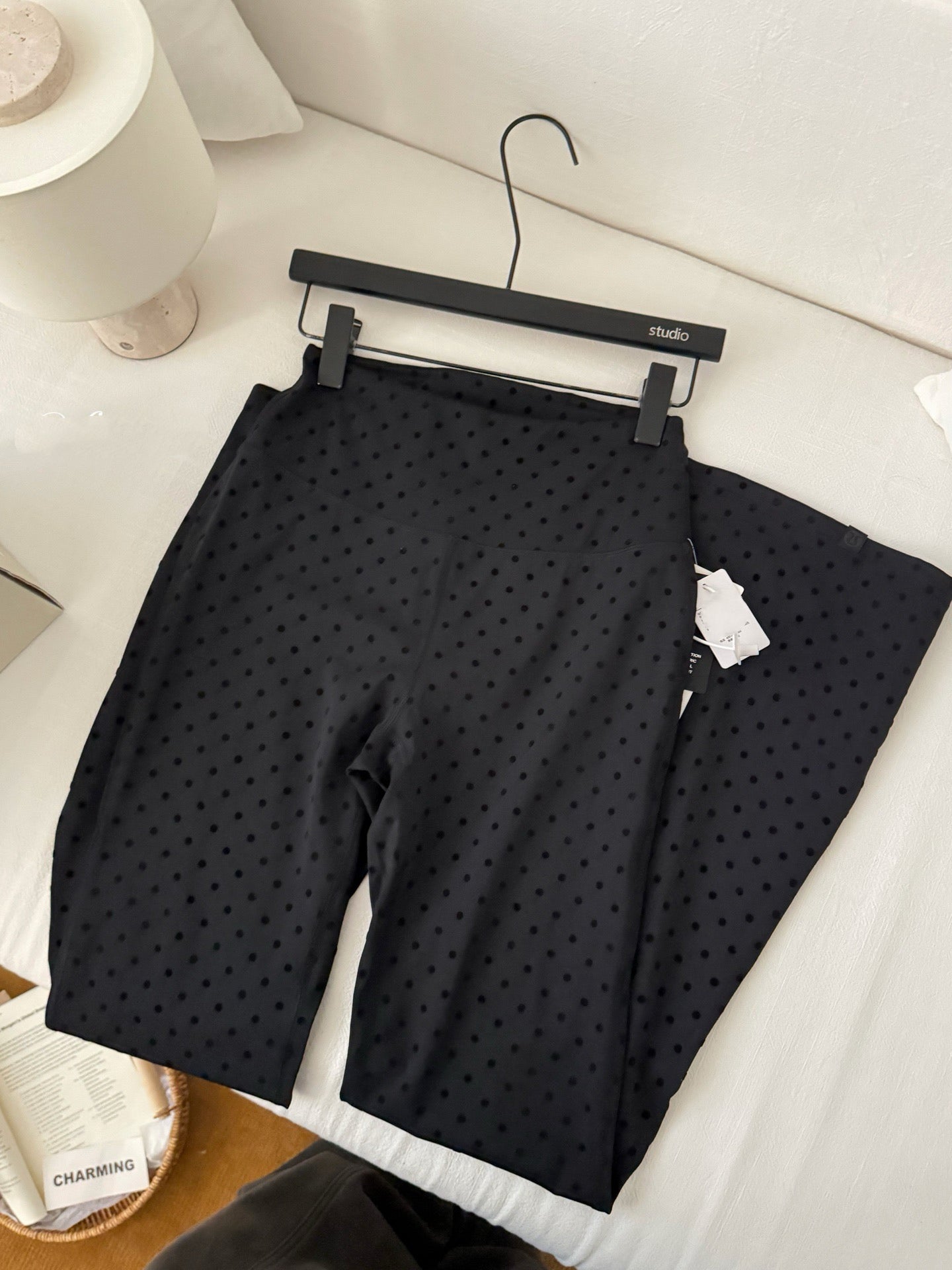 Women's Fitted Yoga Jacket Leggings Tank Top Flared Pants Skirt  Hooded JacketBlack Polka Dot Stretchy Breathable Activewear