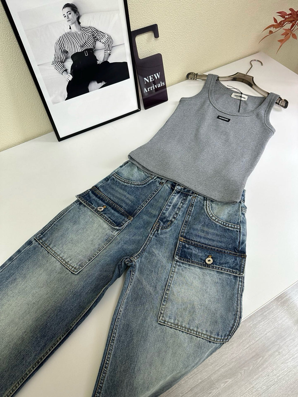Women's High-Waist Multi-Pocket Vintage Blue Denim Shorts & Pants Cargo-Inspired Stretchy