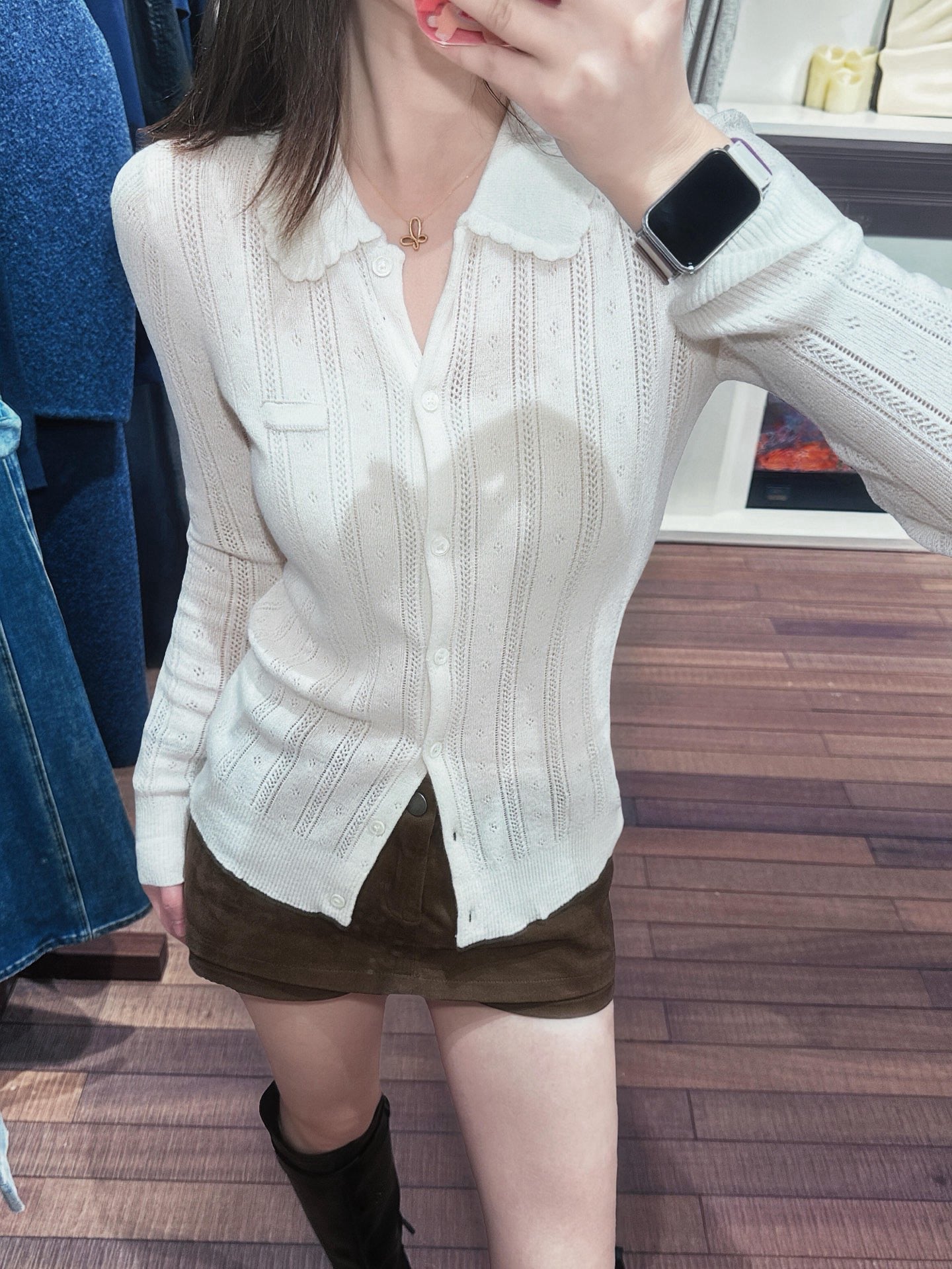 Style French Preppy Knit Collection: Pointelle Knit Cardigan, Polo Tee, Ribbed Tank &amp; Cami Dress - Elegant Summer Capsule Wardrobe - High Elasticity Chic Outfits
