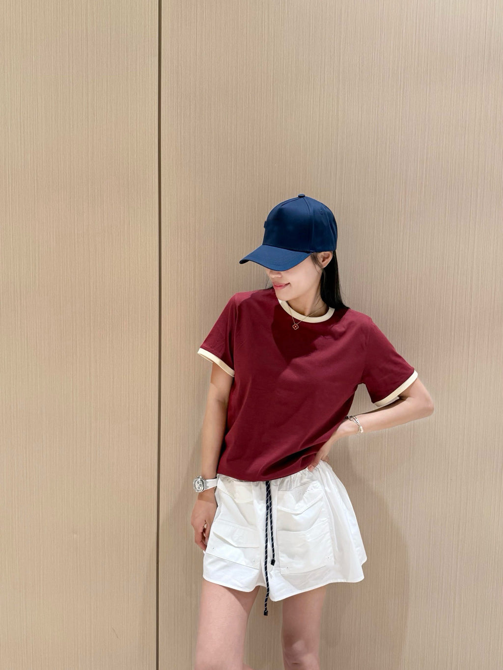 Retro Women's Cotton Tee & Polo Collection: Vintage Striped Polo, Olive Green Cropped Tee, & Jujube Red Ringer T-Shirt - 100% Premium Cotton
