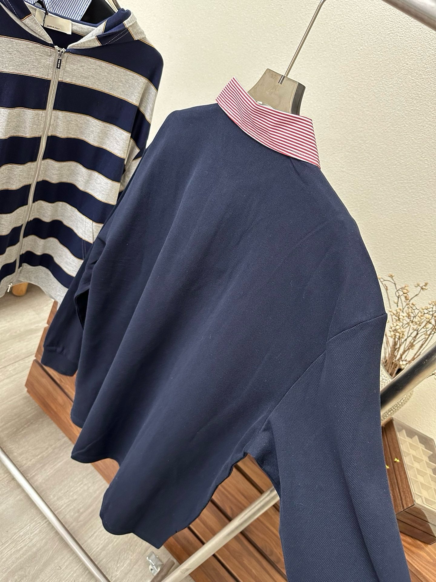 Premium Cotton Striped Polo & Hoodie Set: Short Sleeve Layered Polo, Long Sleeve Knit Shirt & Zip-Up Hooded Jacket - High-Quality Casual Essentials