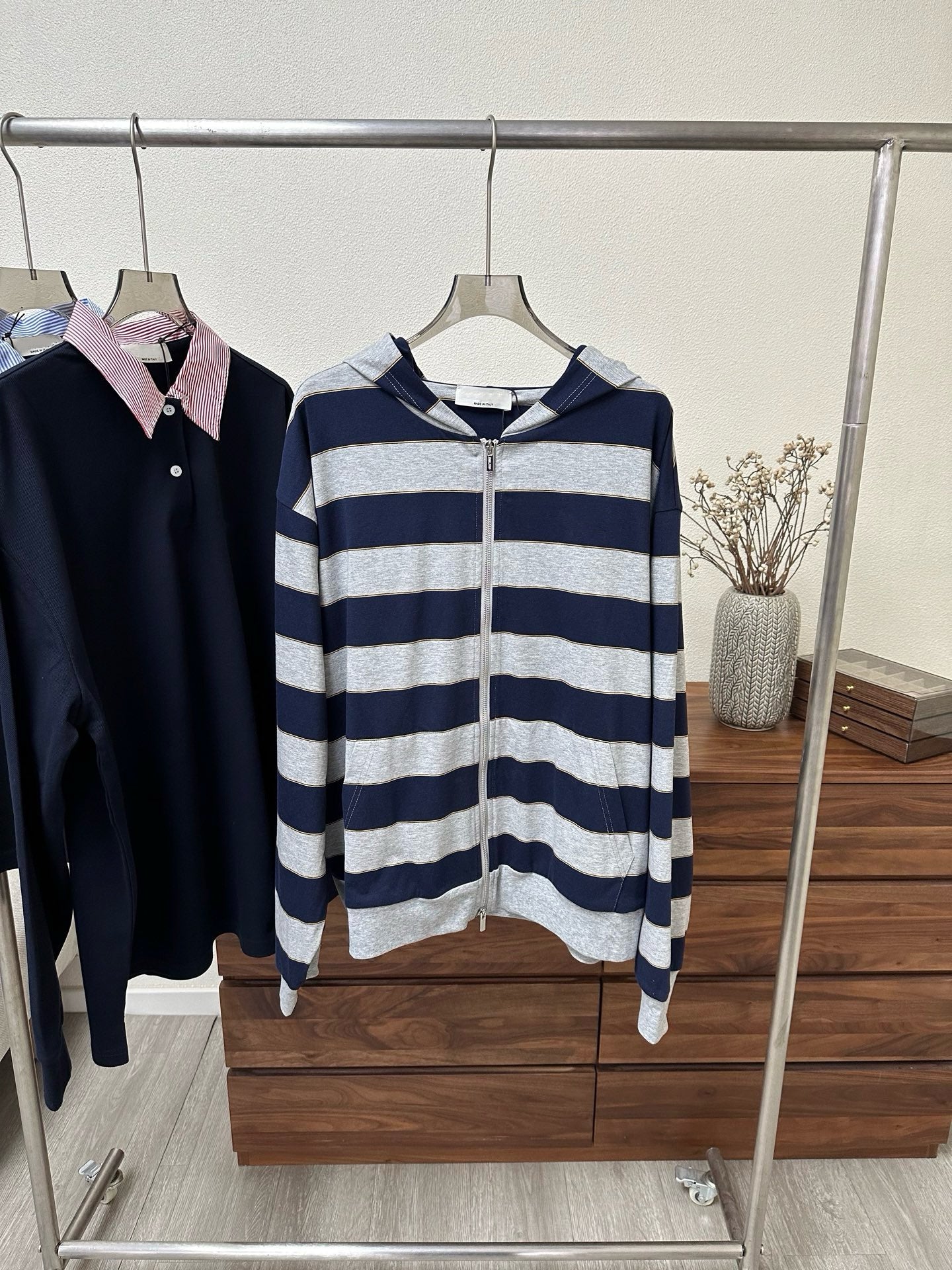 Premium Cotton Striped Polo & Hoodie Set: Short Sleeve Layered Polo, Long Sleeve Knit Shirt & Zip-Up Hooded Jacket - High-Quality Casual Essentials