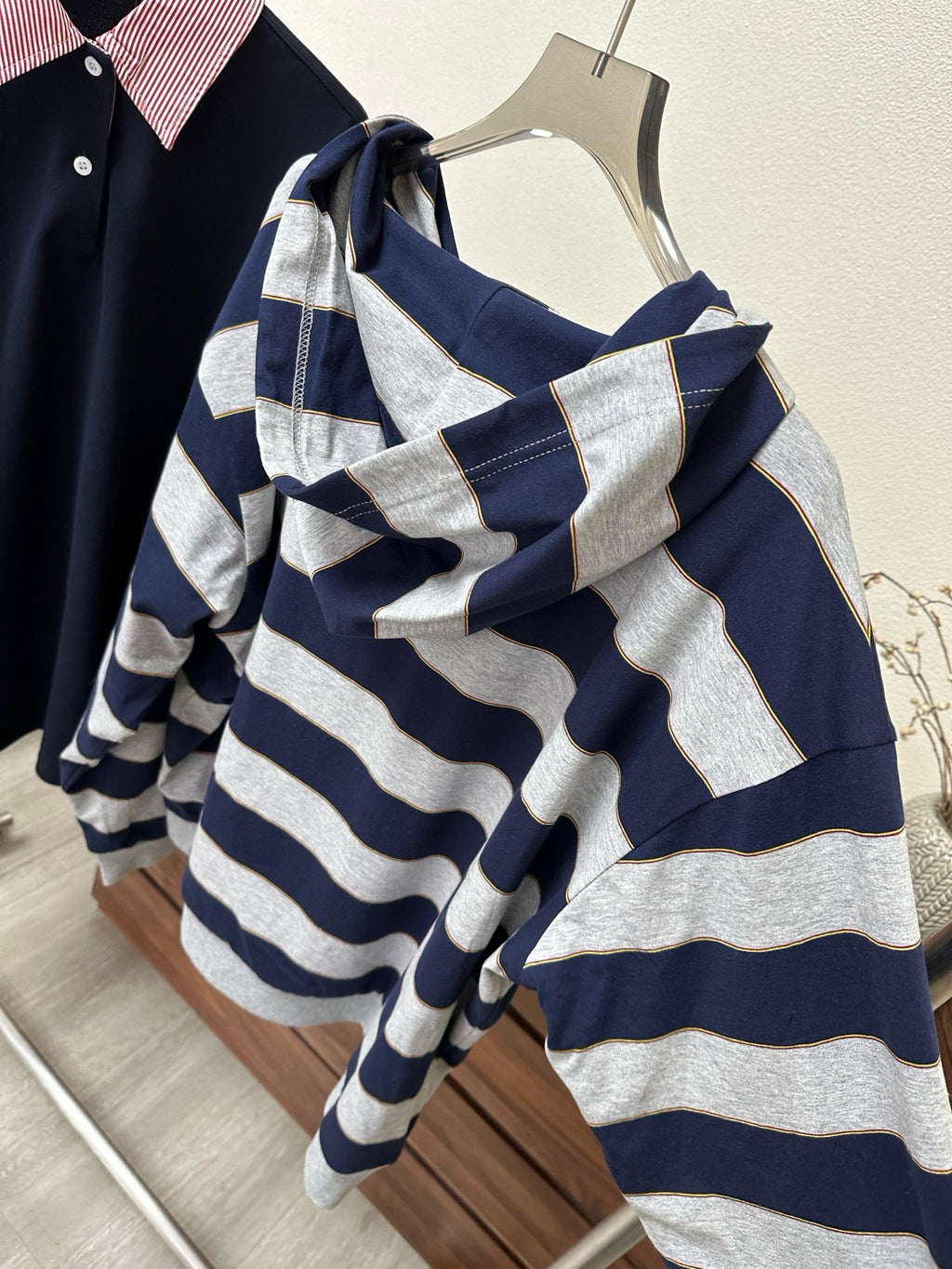 Premium Cotton Striped Polo & Hoodie Set: Short Sleeve Layered Polo, Long Sleeve Knit Shirt & Zip-Up Hooded Jacket - High-Quality Casual Essentials