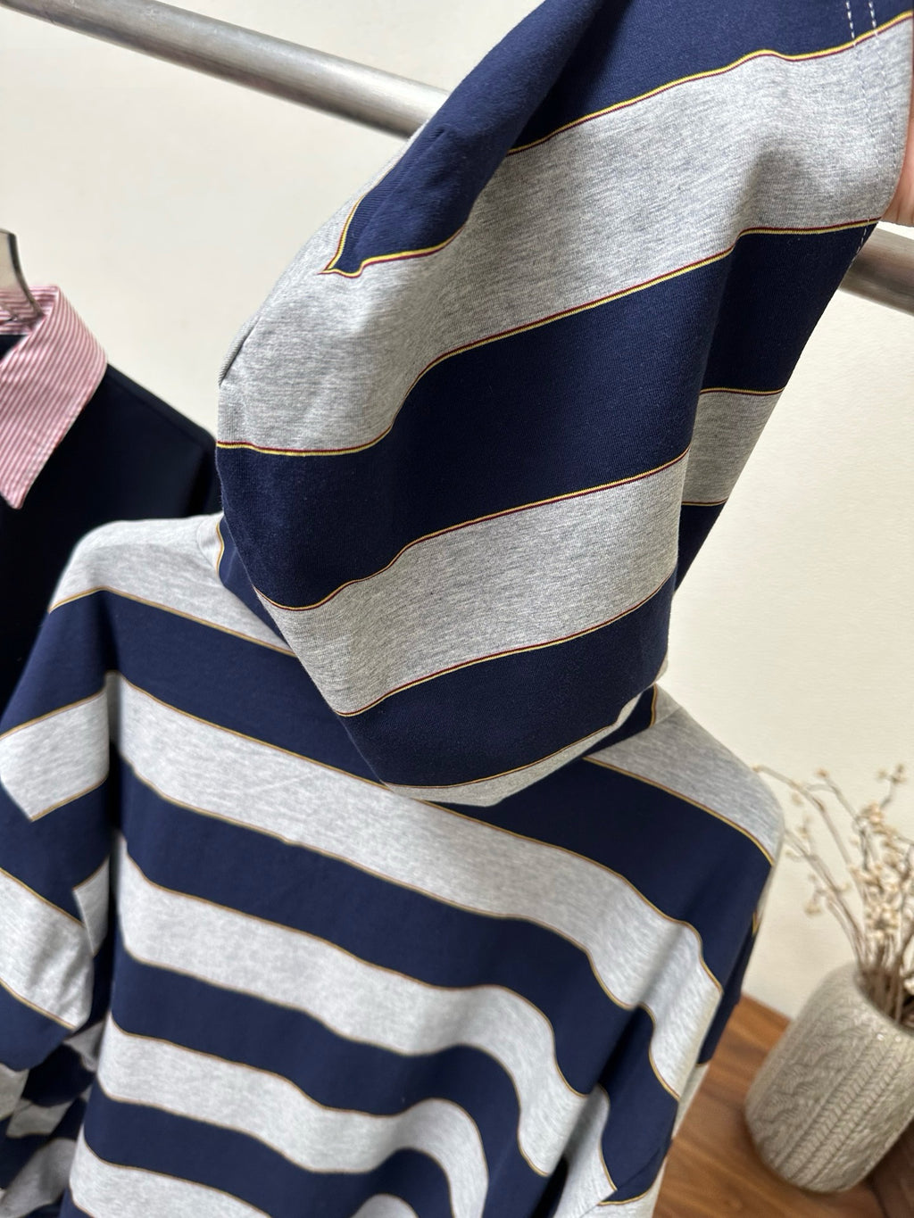 Premium Cotton Striped Polo & Hoodie Set: Short Sleeve Layered Polo, Long Sleeve Knit Shirt & Zip-Up Hooded Jacket - High-Quality Casual Essentials