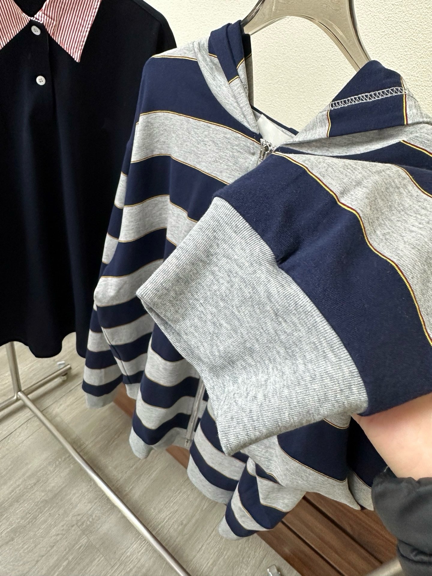 Premium Cotton Striped Polo & Hoodie Set: Short Sleeve Layered Polo, Long Sleeve Knit Shirt & Zip-Up Hooded Jacket - High-Quality Casual Essentials